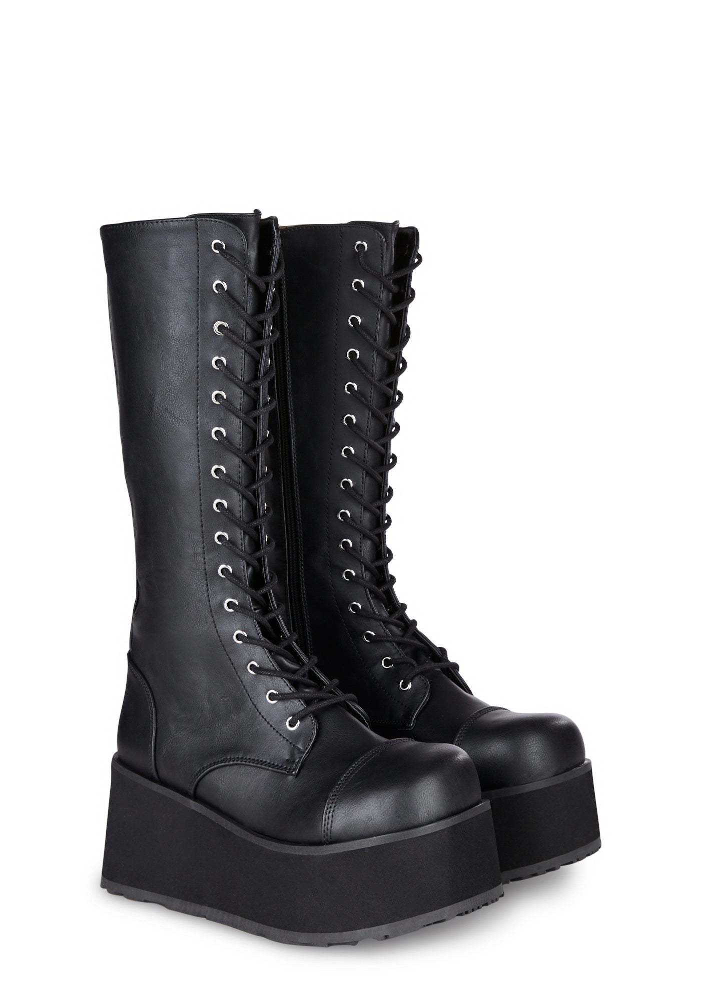Demonia Vegan Leather Platform Boots - Black – Dolls Kill