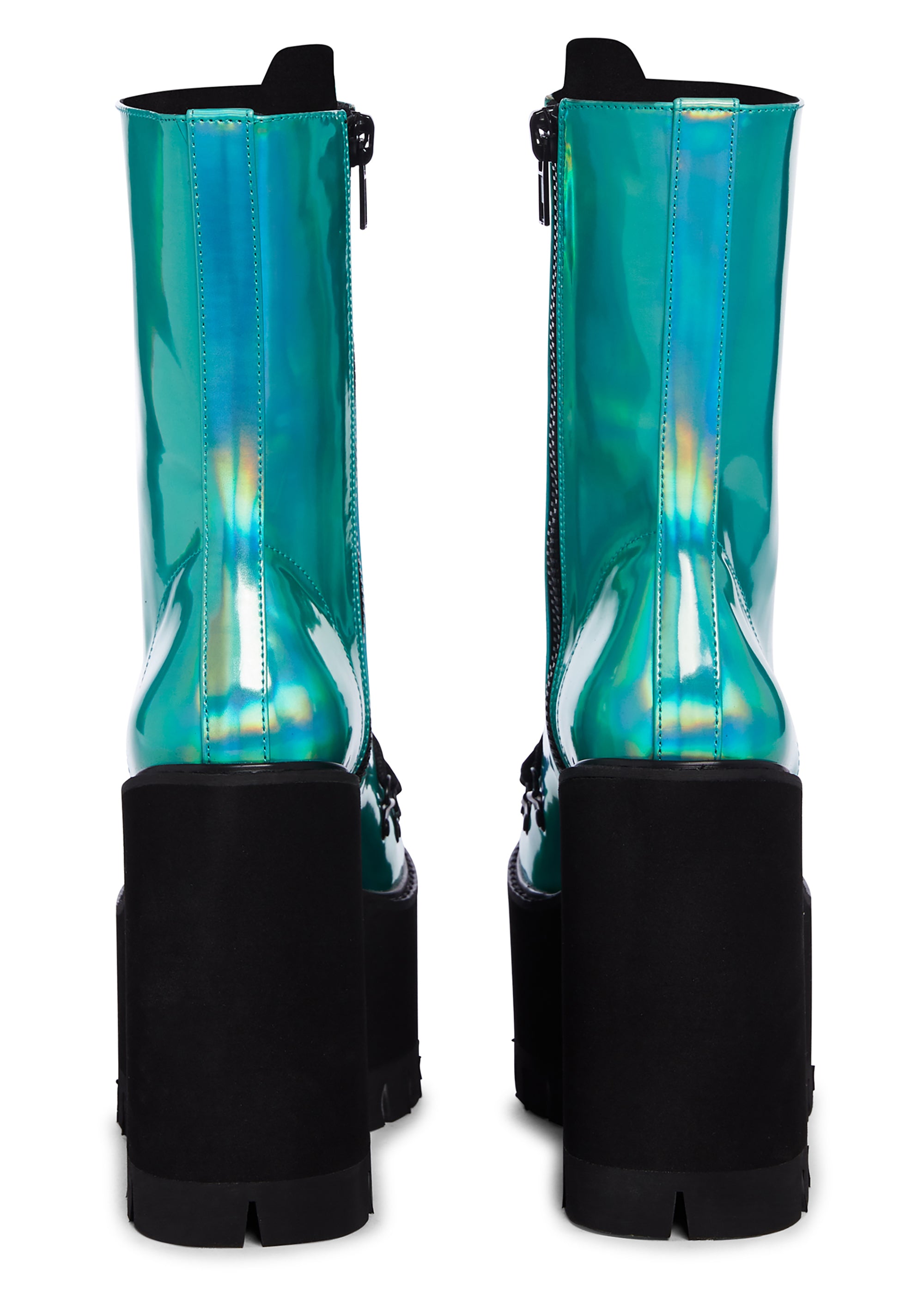 Blue Metallic Platform Mermaid Rave Boots Dolls Kill