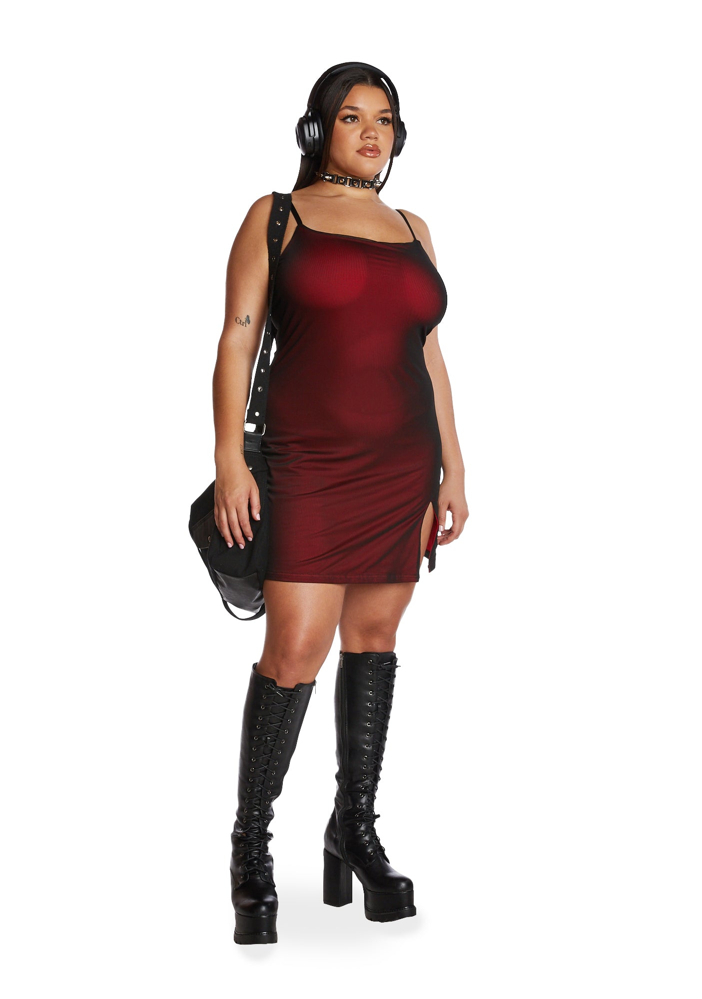 Current Mood Plus Size Mesh Mini Slip Dress