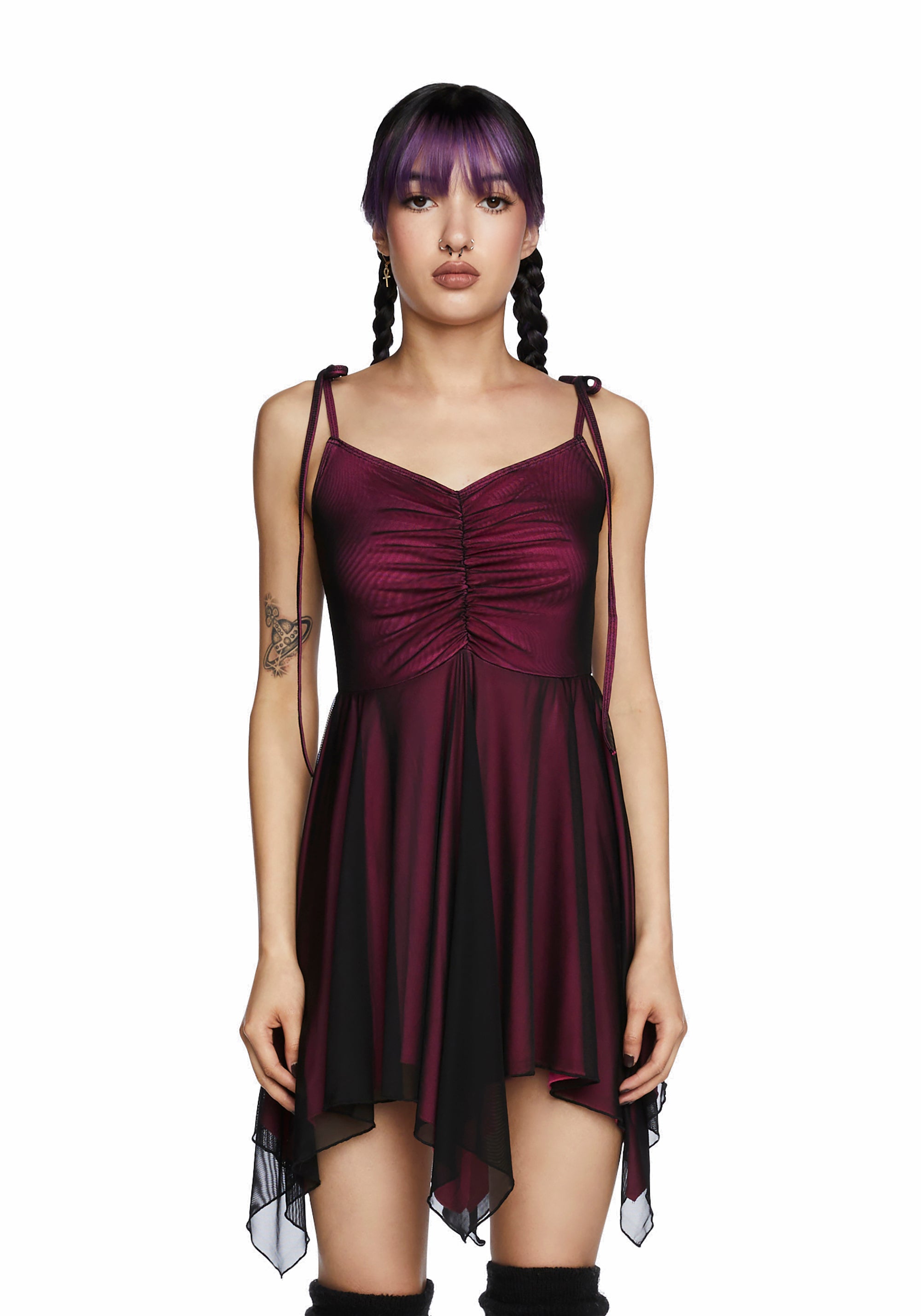 Pink Current Current Mood Asymmetric Handkerchief Mini Dress - Pink – Dolls Kill