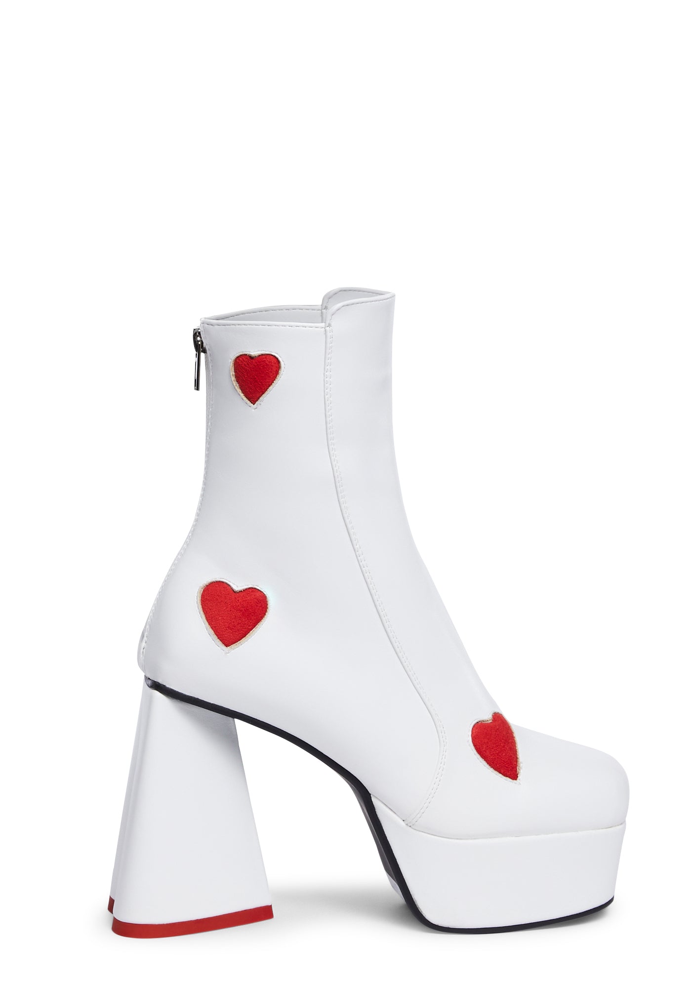 Lamoda Platform Heart Heel Ankle Boots - White – Dolls Kill