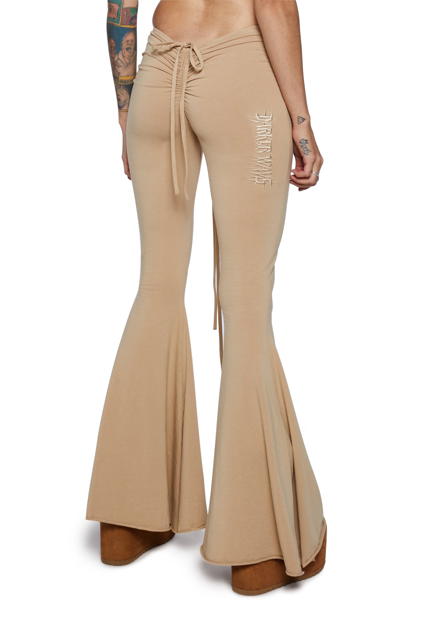 Darker Wavs Lace Up Bell Bottoms - Light Brown – Dolls Kill Darker Wavs Lace Up Bell Bottoms - Light Brown – Dolls Kill