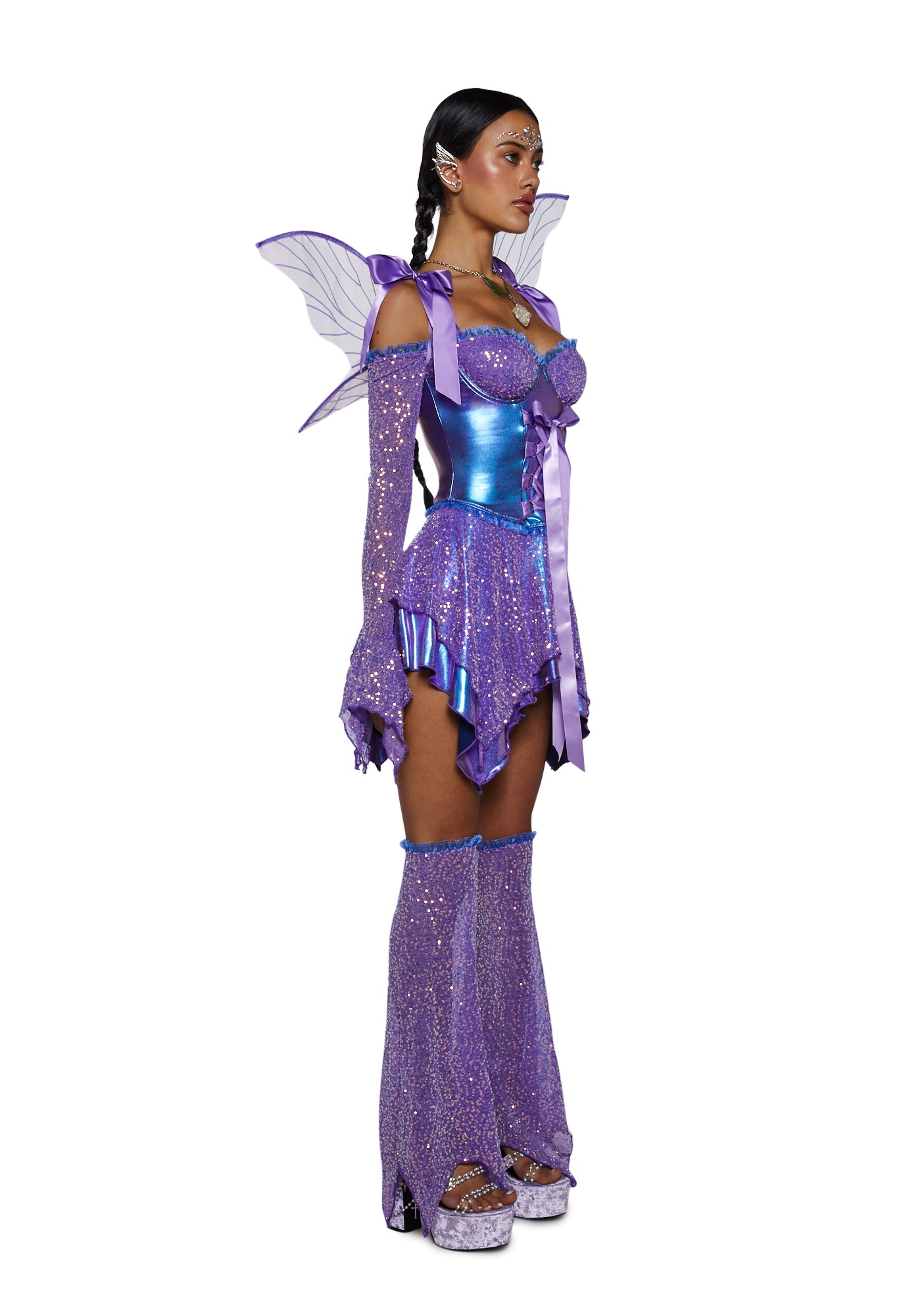 Cyber Fairy Sexy Womans Halloween Costume Sequin Fairycore Glitter