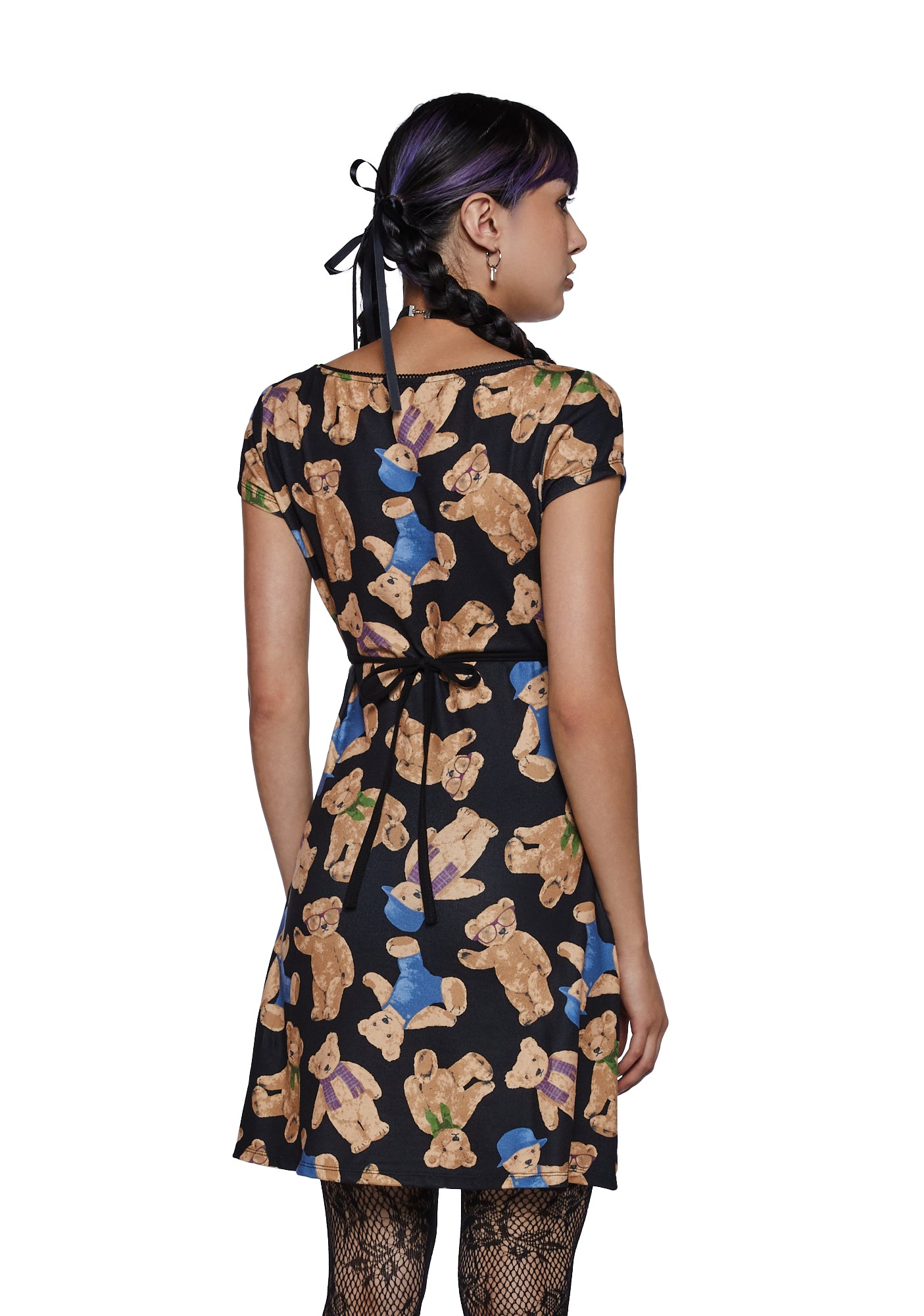 Delia's Teddy Bear Print Mini Babydoll Dress - Multi  Dolls Kill