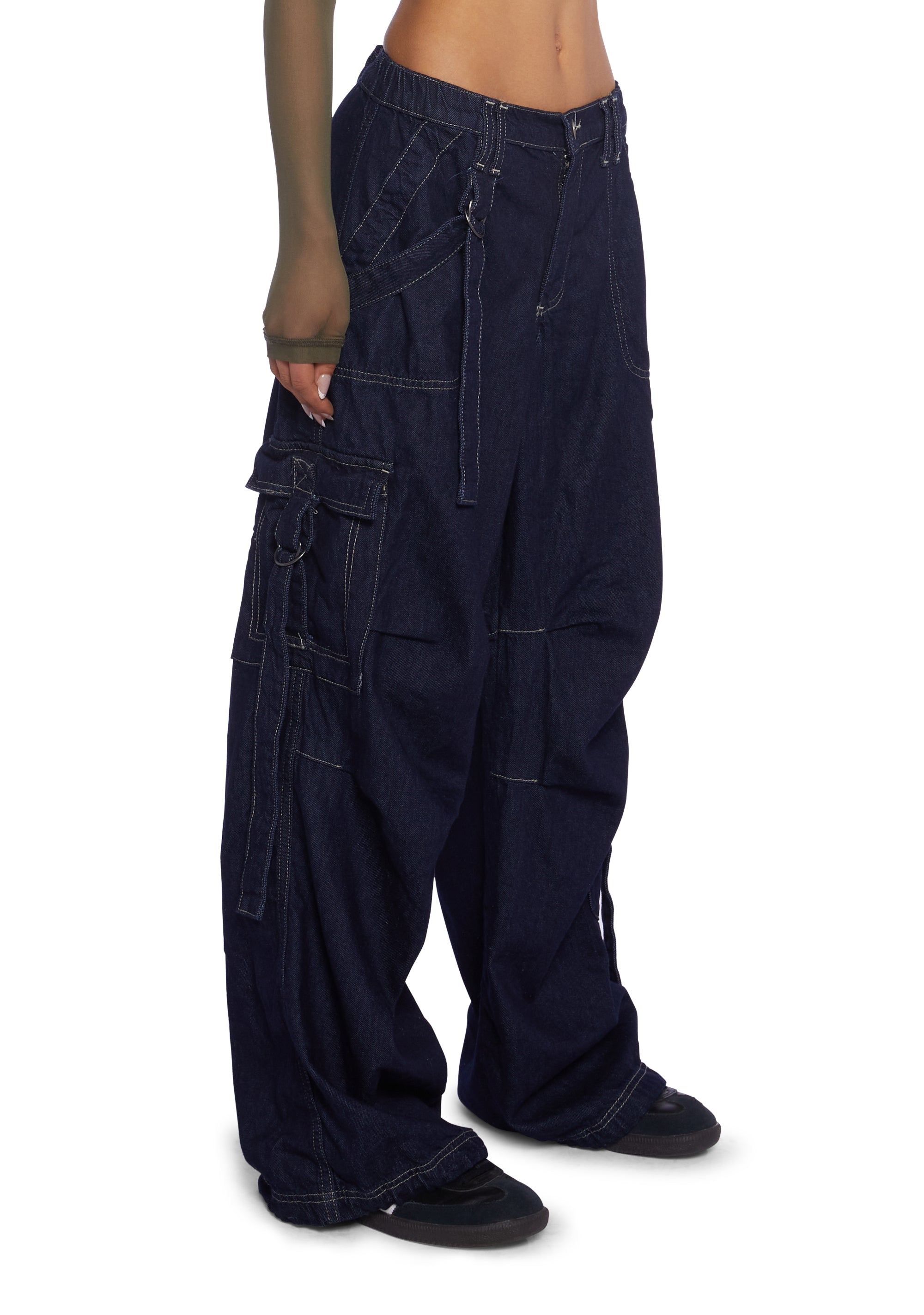 【BAON】ns Denim Wide Balloon Cargo Pants HOBO DNM 90's Baggy Wide Denim Cargo Pants 86 Blue Cotton | eBay