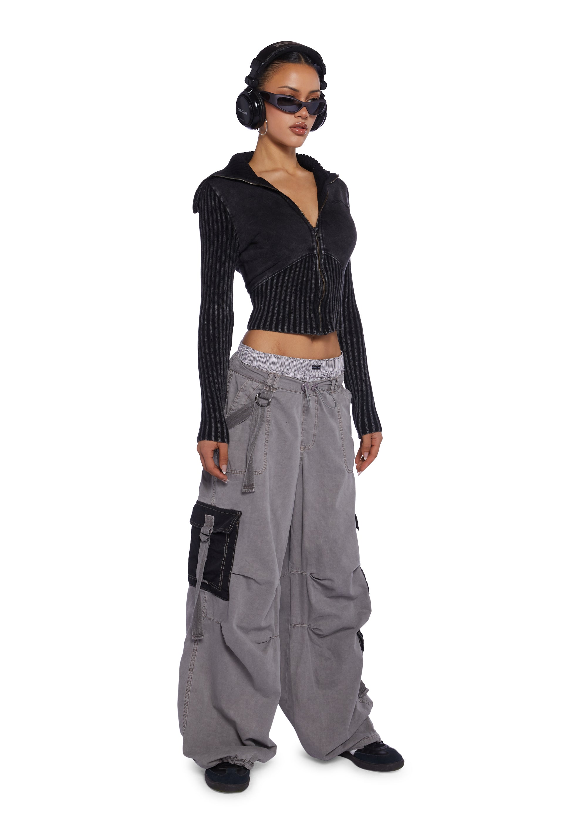 BDG Cargo Pants With Contrast Colored Cargo Pockets - Gray