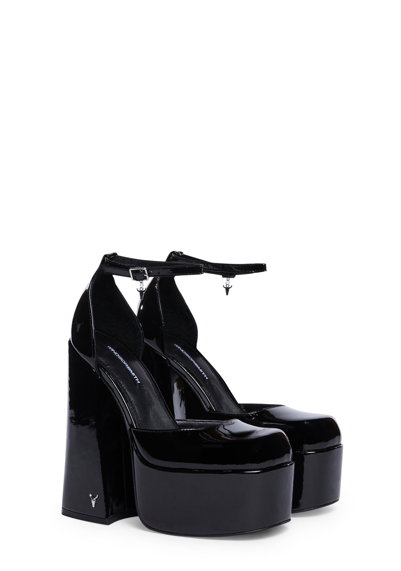 Windsor Patent Leather Ankle Strap Heels Black – Dolls Kill