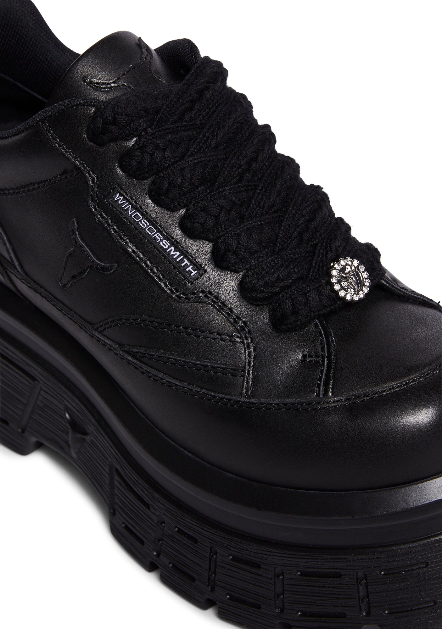 Windsor Smith Leather Chunky Platform Sneakers Black Dolls Kill