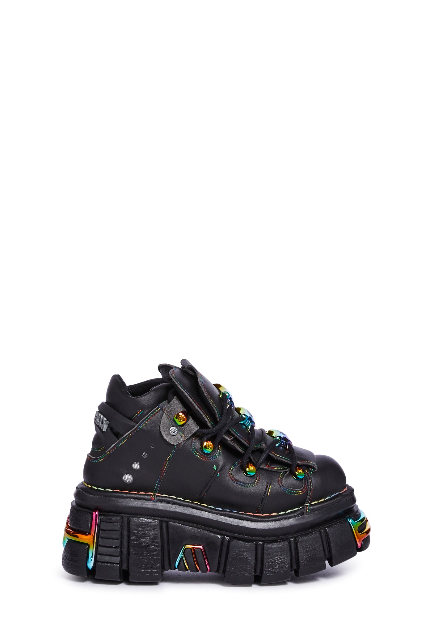 New Rock Chromatic Lace Up Zippered Combat Boots Black Dolls Kill