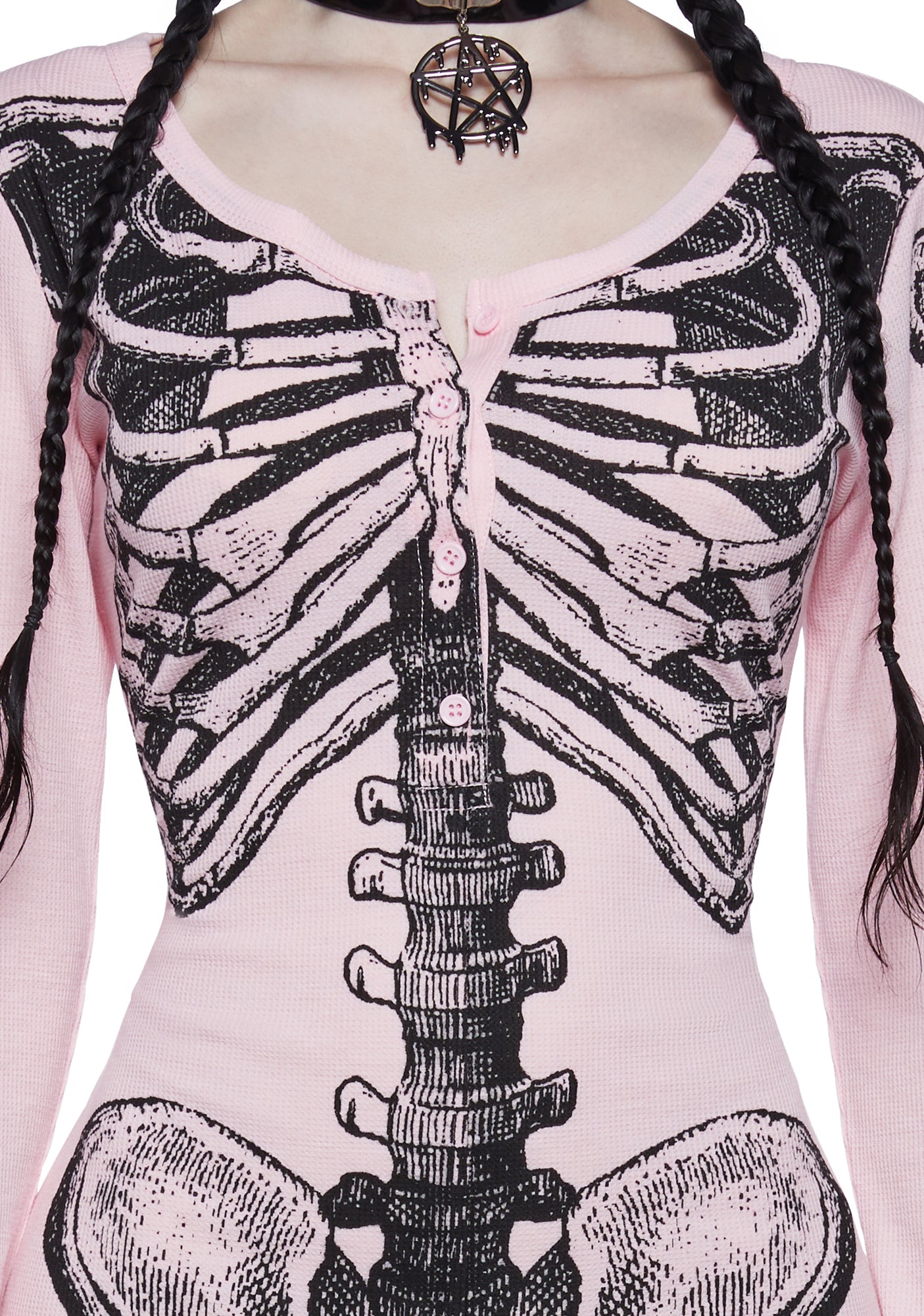 Trickz N' Treatz Skeleton Thermal Romper - Pink – Dolls Kill Trickz N' Treatz Skeleton Thermal Romper - Pink – Dolls Kill