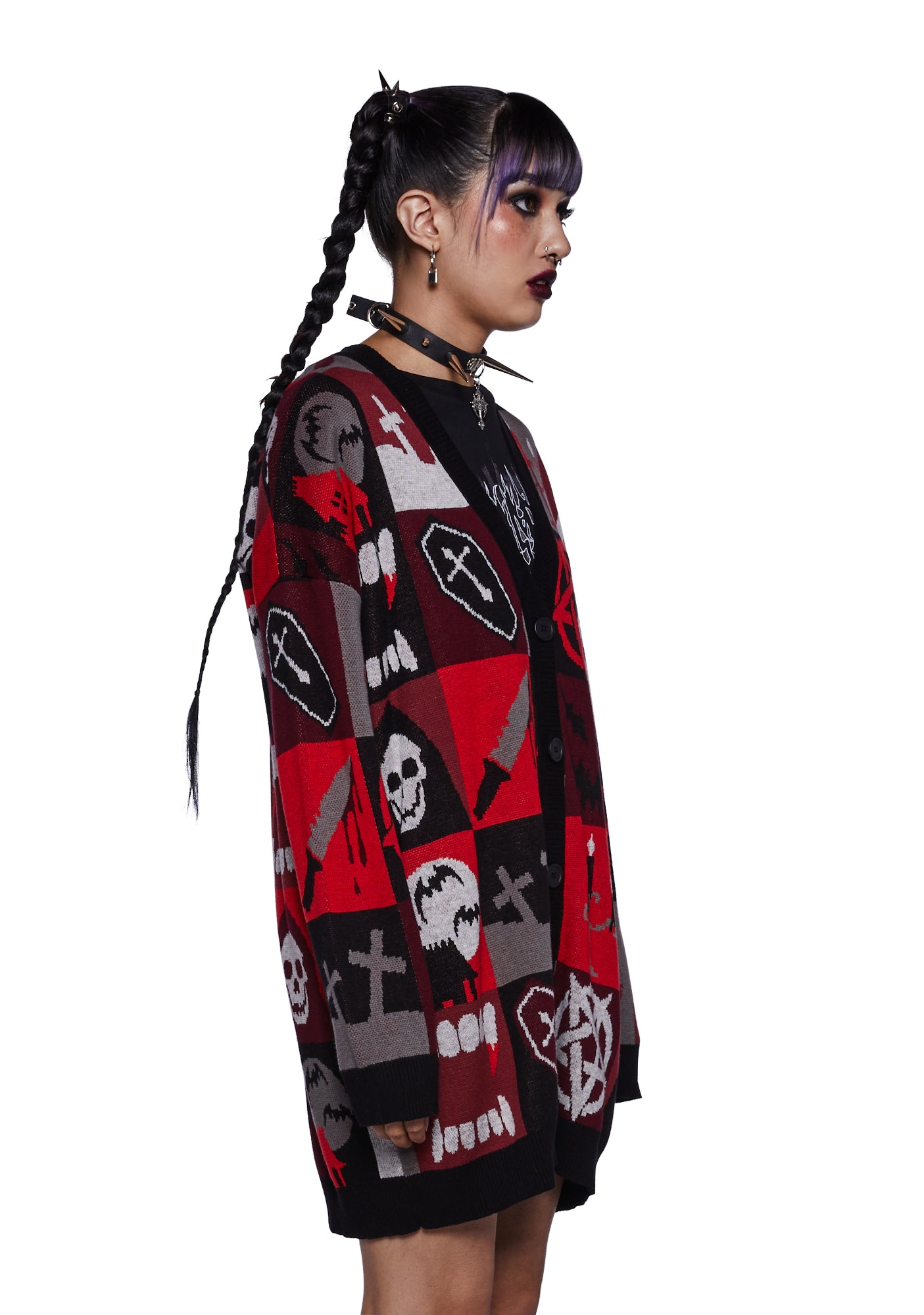 Trickz N' Treatz Patchwork Skeleton Coffin Graphic Oversized