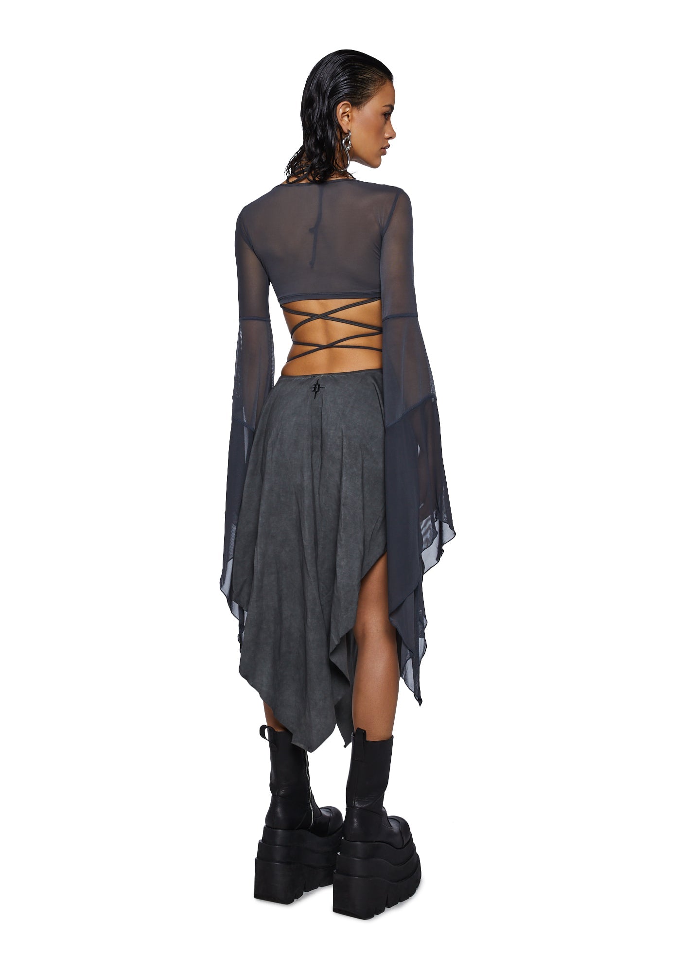 Echo Asymmetrical Mesh Wrap Dress