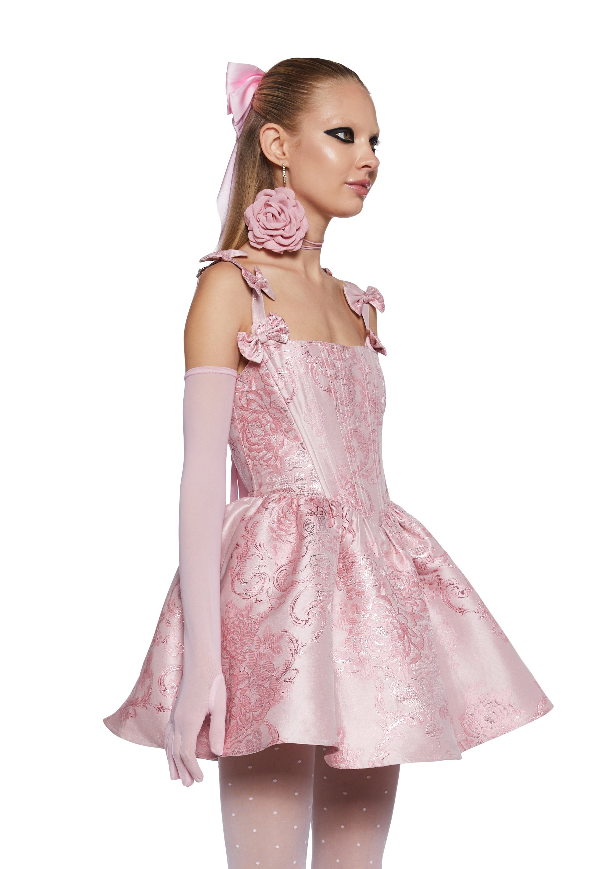Sugar Thrillz Shimmer Brocade Corset Dress - Pink – Dolls Kill