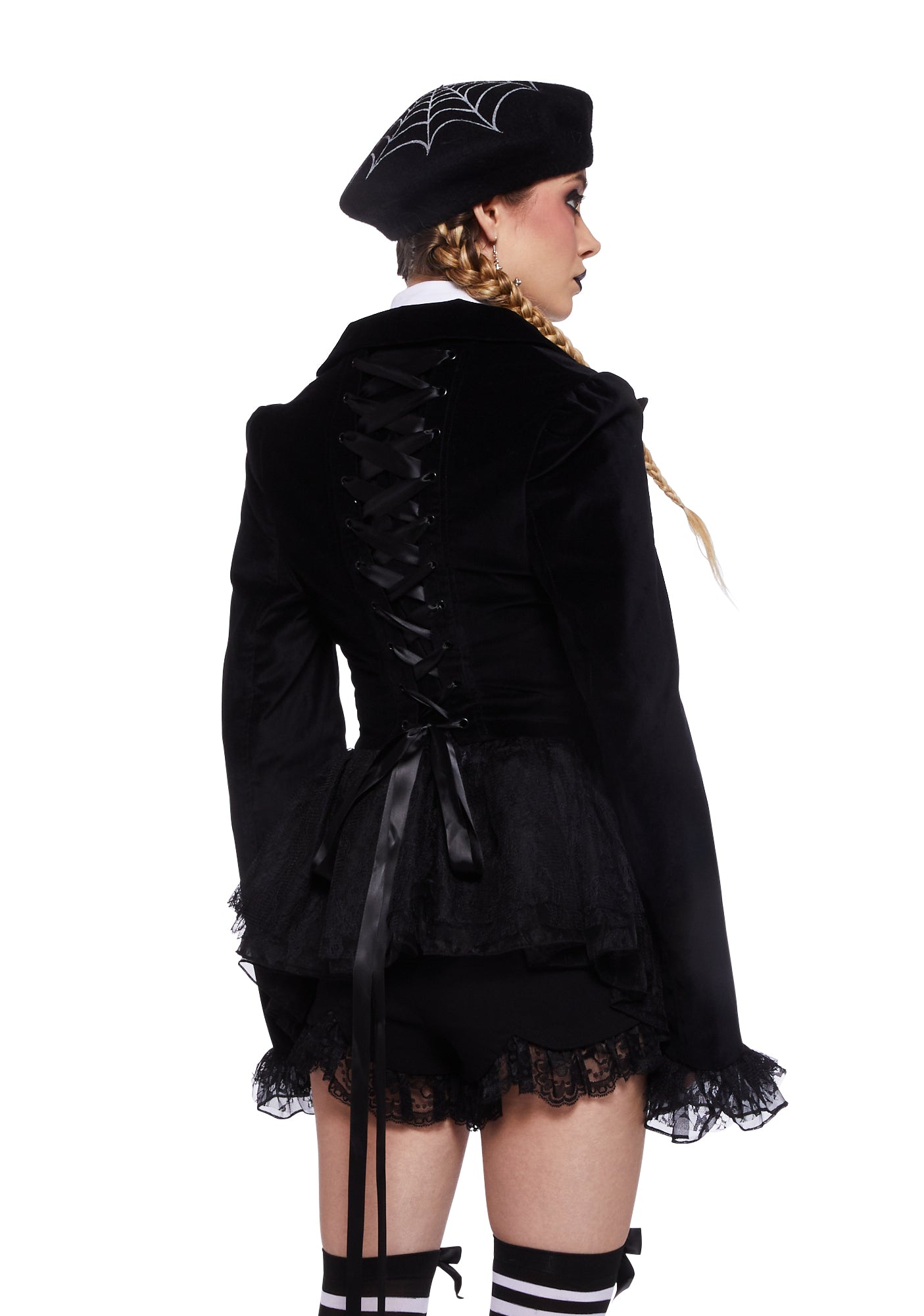 Dolls Kill x The Corpse Bride Velveteen Notched Blazer With Pins