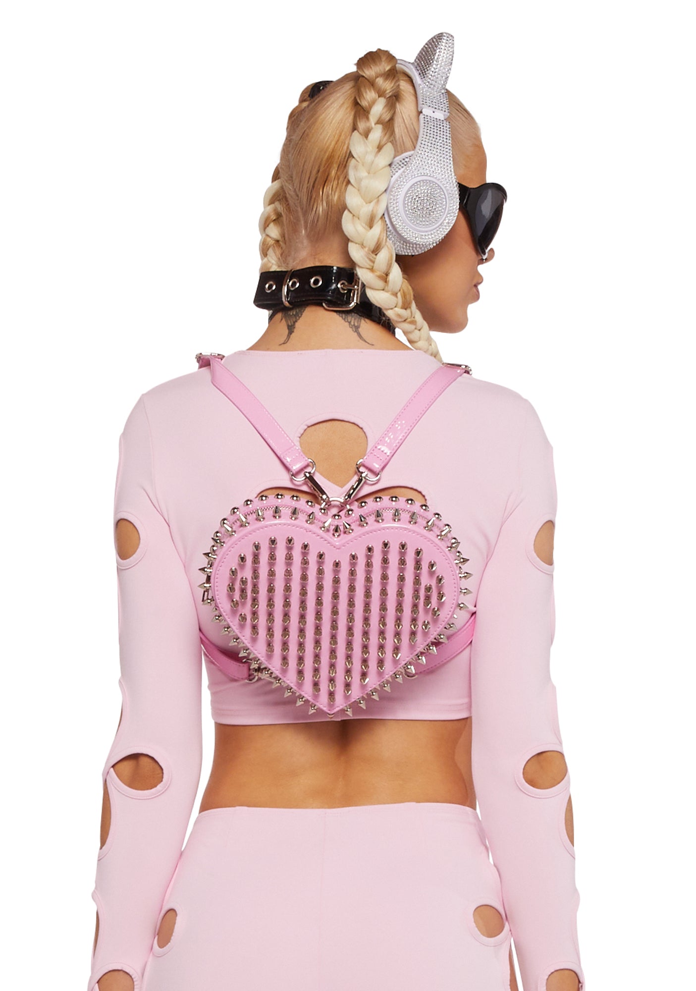 Club Exx Patent Stud Heart Backpack