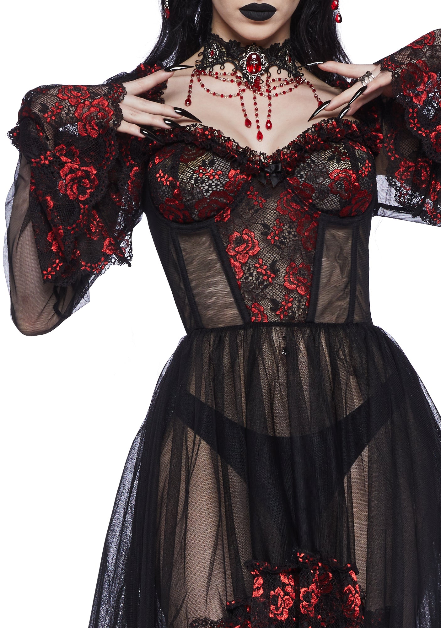 Widow High Low Sheer Mesh Lace Gothic Dress - Black Dolls Kill Widow High Low Sheer Mesh Lace Gothic Dress - Black Dolls Kill