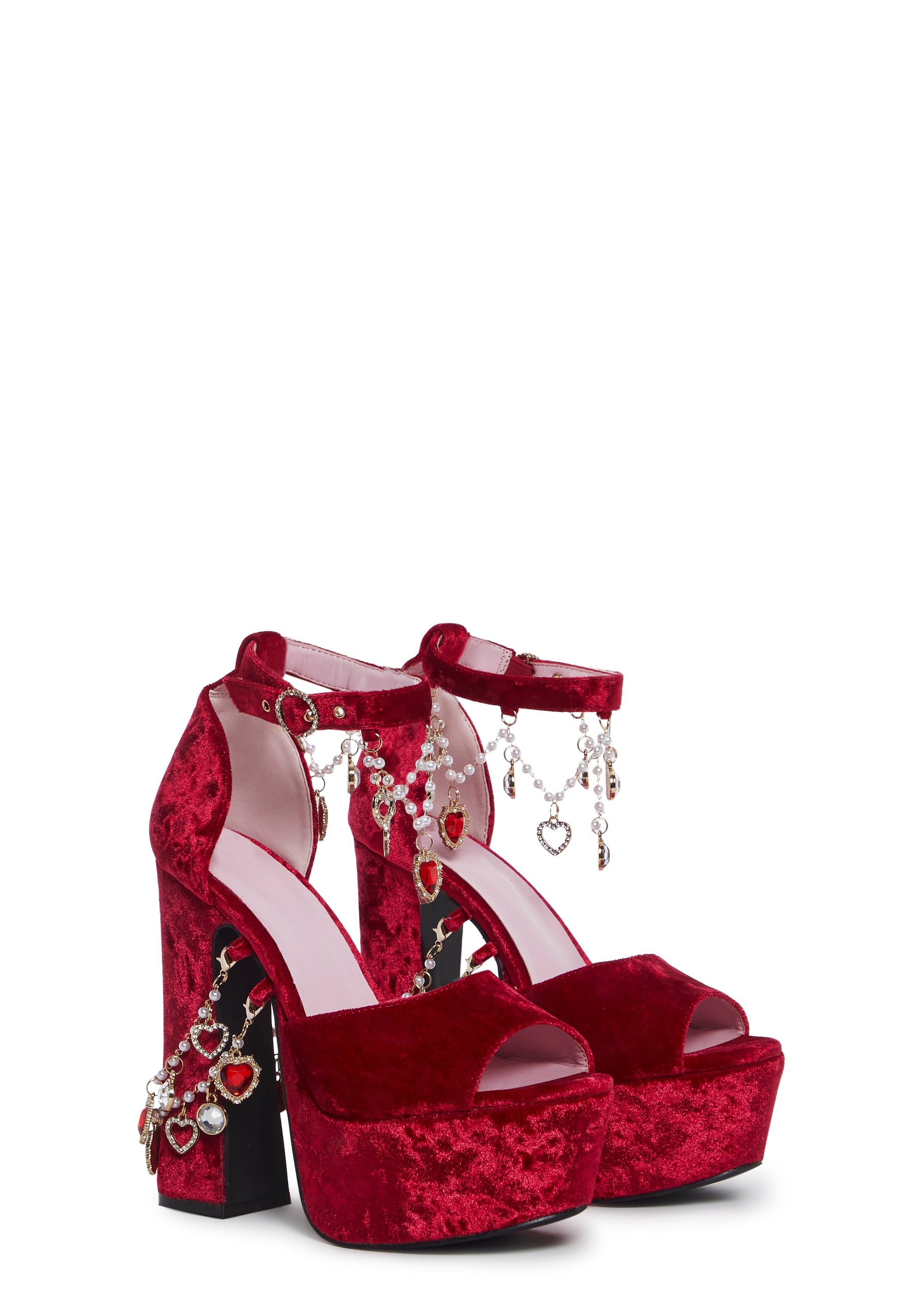 Red velvet platform shoes discount