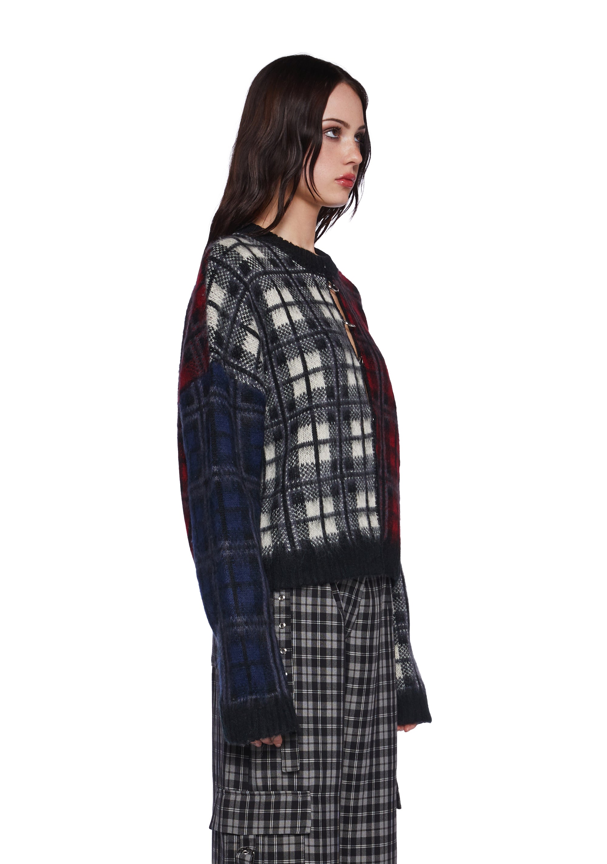 The Ragged Priest Mixed Tartan Knit Sweater - Multi – Dolls Kill