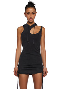 Fader Hooded Washed Mini Dress