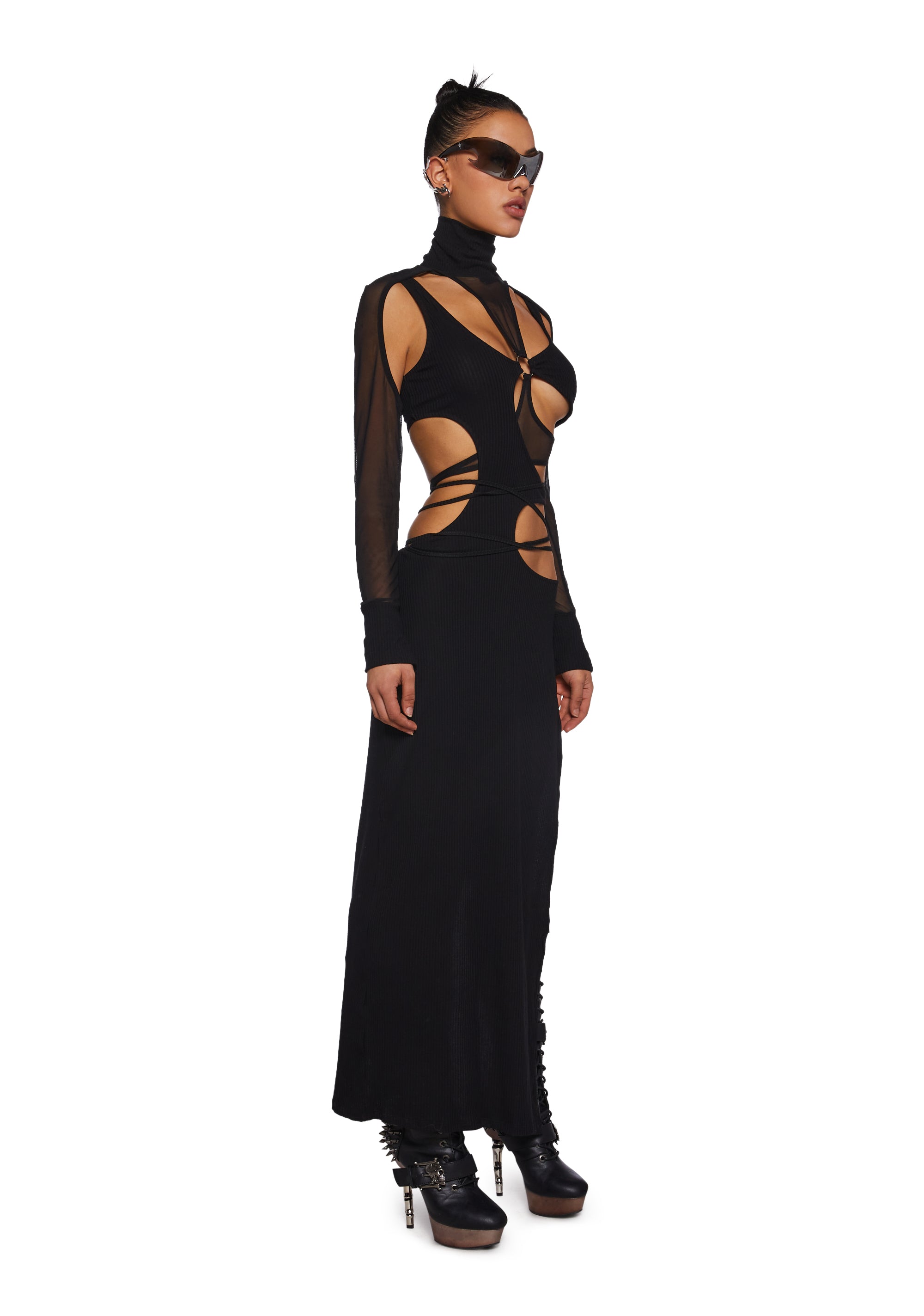 MESH TWIST MAXI DRESS | BLACK001 - GOOD AMERICAN