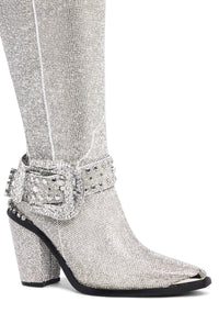 Sharp Sheriff Shine Knee High Boots -Silver