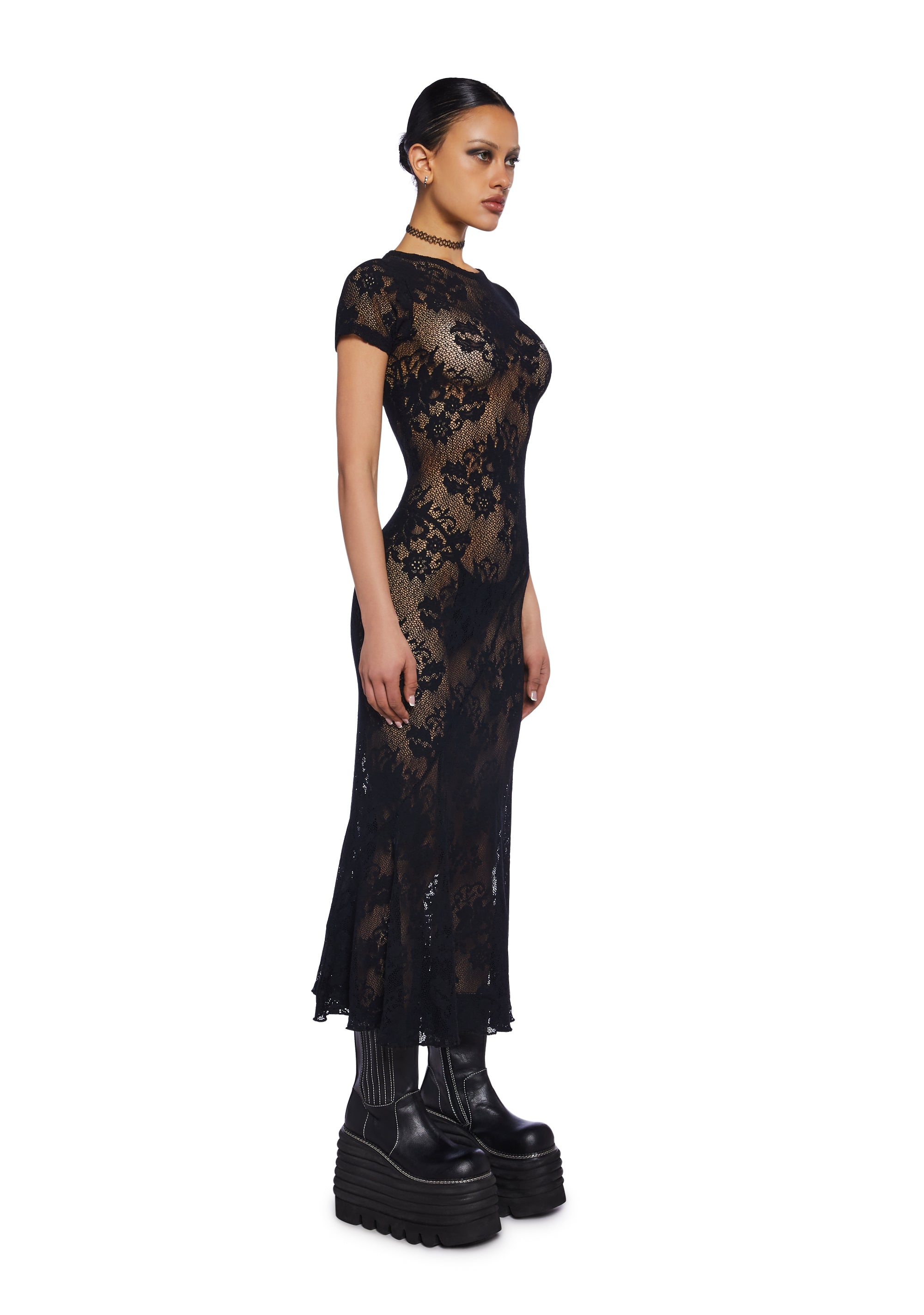 【オケージョンドレス】Uneven lace dress(size1) ZW COLLECTION ASYMMETRIC LACE DRESS - Black | ZARA United States