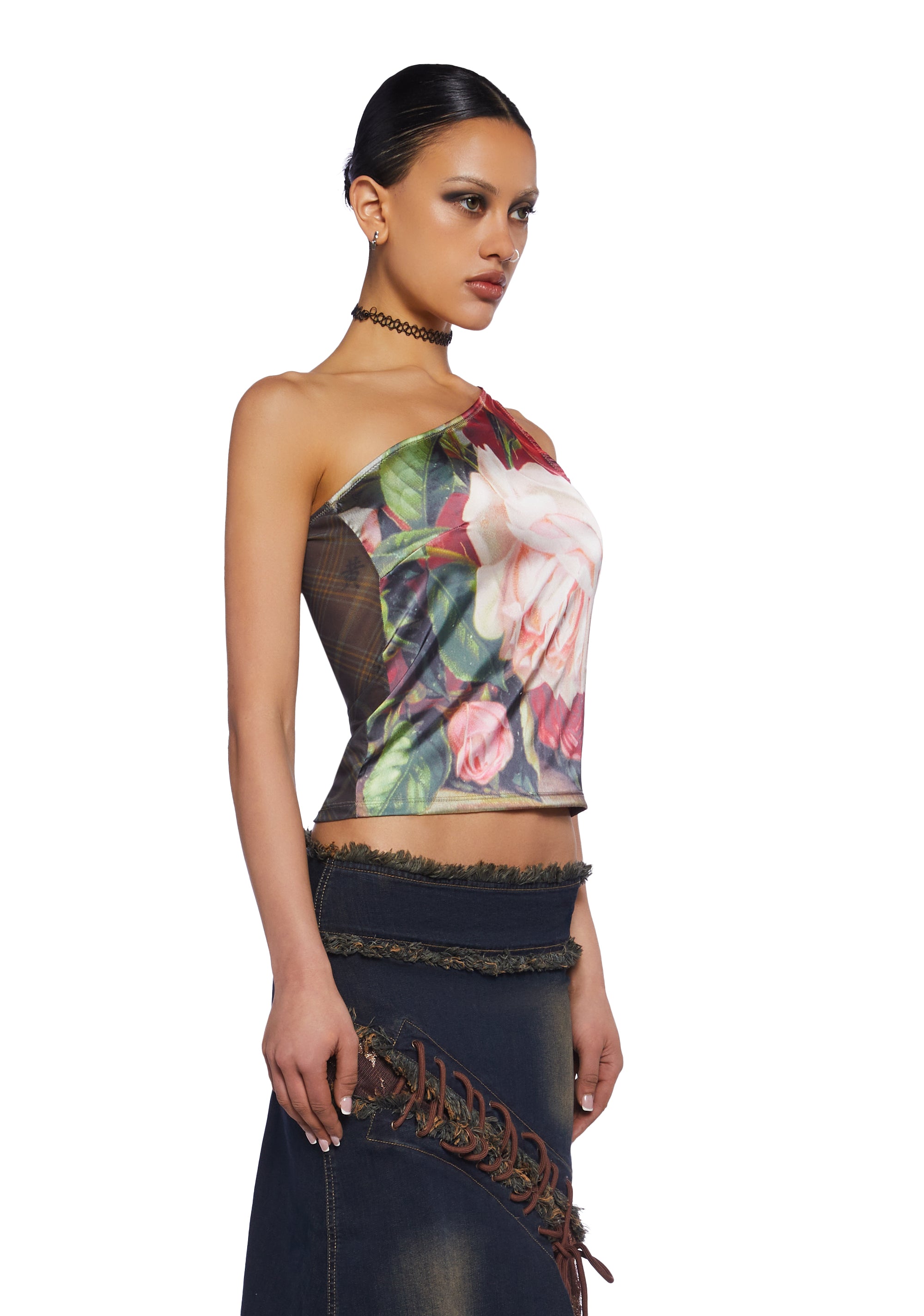 DOLLSKILL★SEASON ONE ASYMETRICAL TOP Womens Puckered Asymmetrical Top Sugar Thrillz - Black