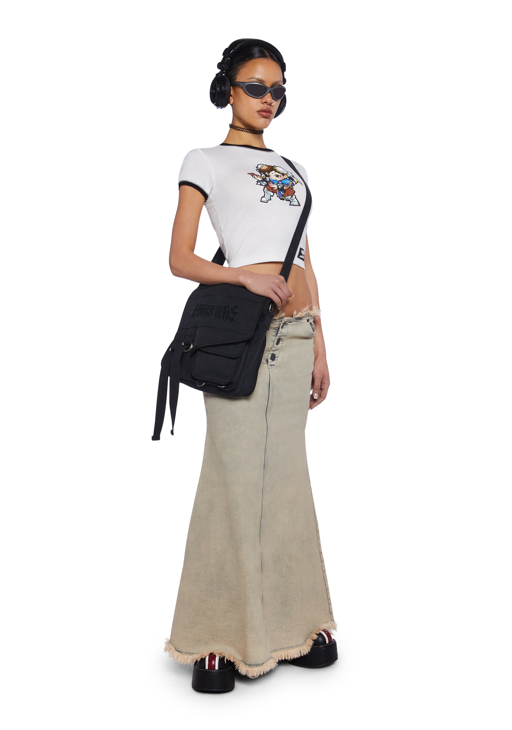tシャツ 「Basic Pleasure Mode」CHUN LEE TEE レディース Basic Pleasure Mode Street Fighter Chun Lee Graphic Ringer