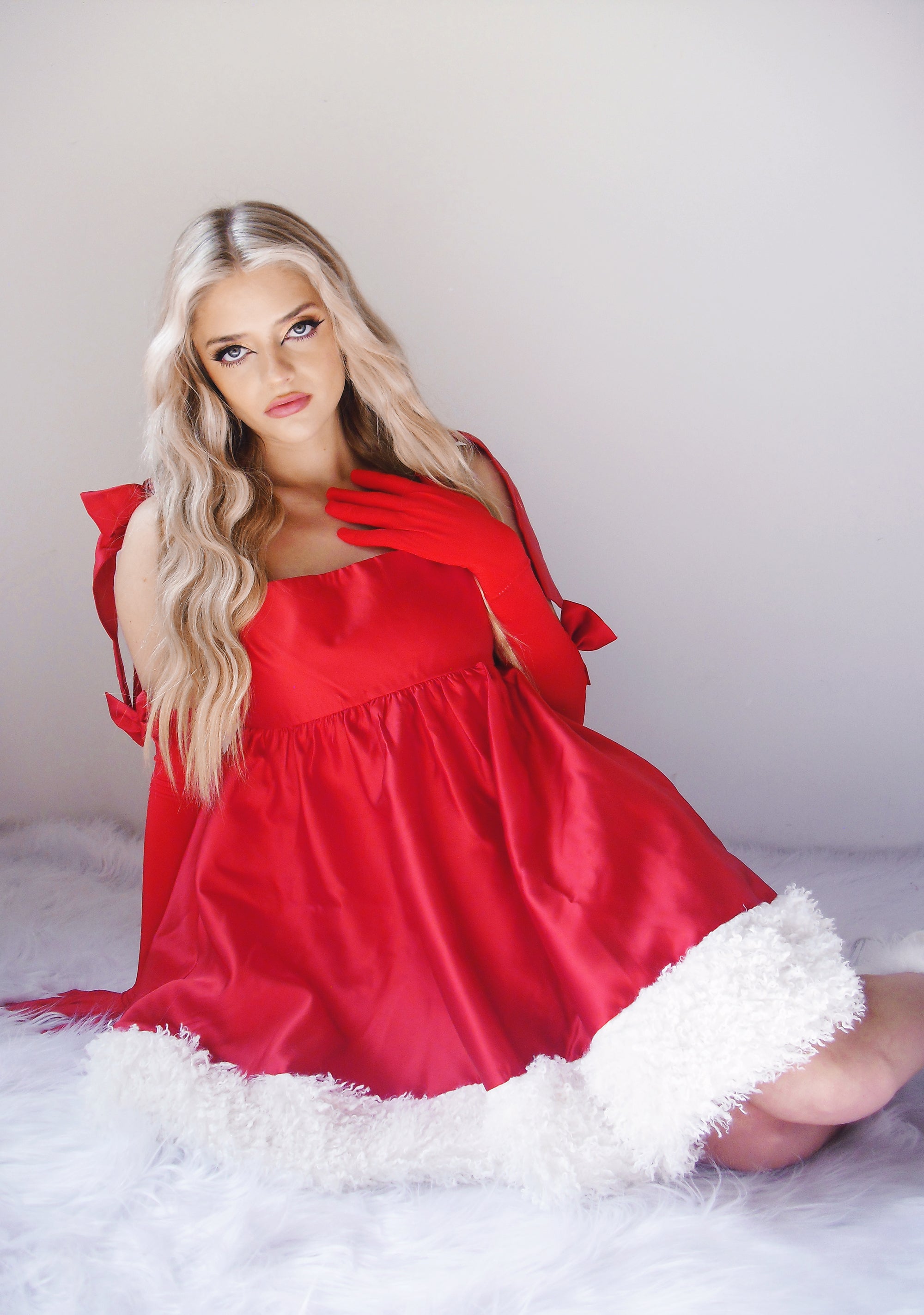 babydoll dress christmas Cranberry Spritz Velvet Babydoll Dress in Hunter Green