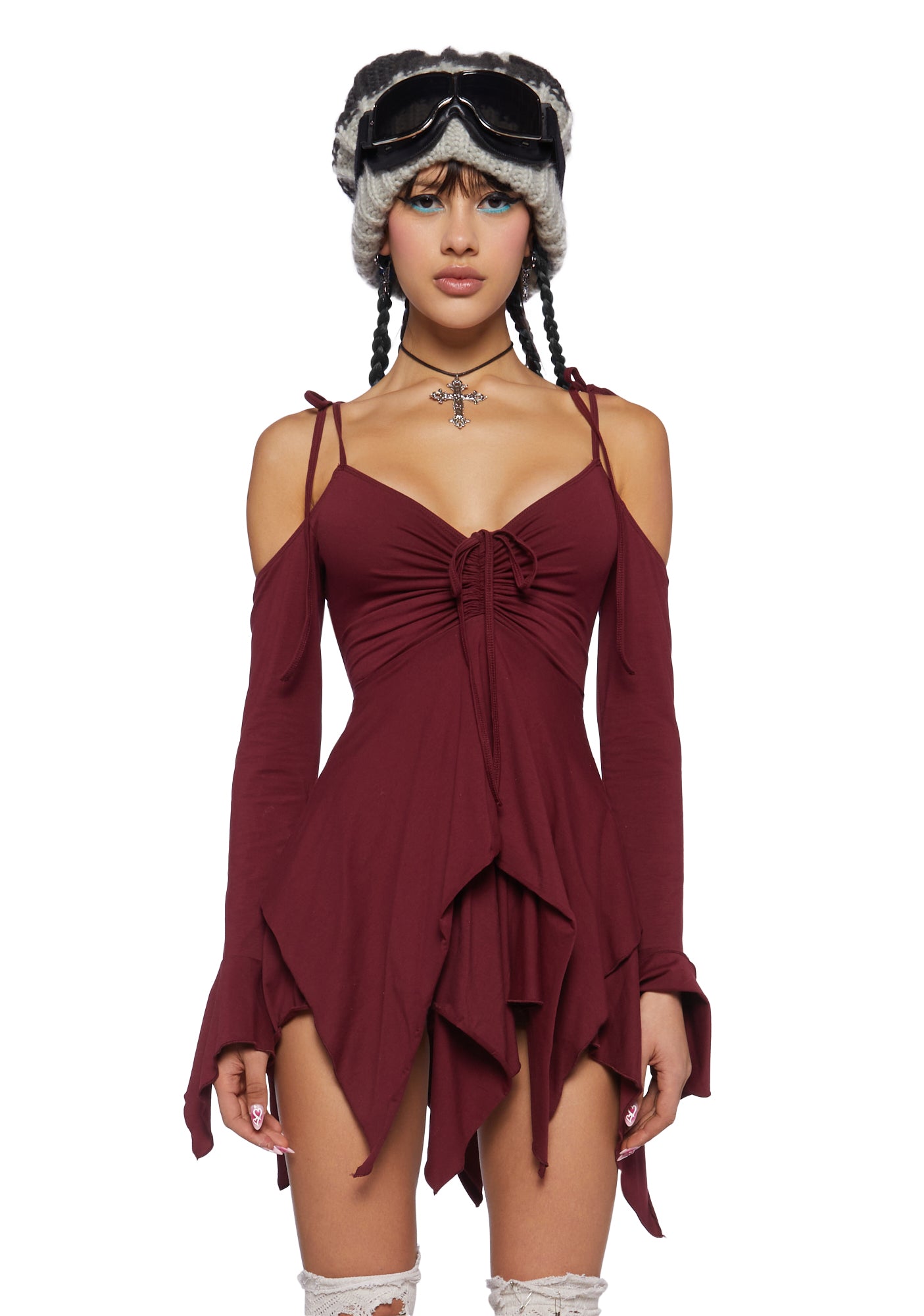 Current Mood Off The Shoulder Handkerchief Mini Dress