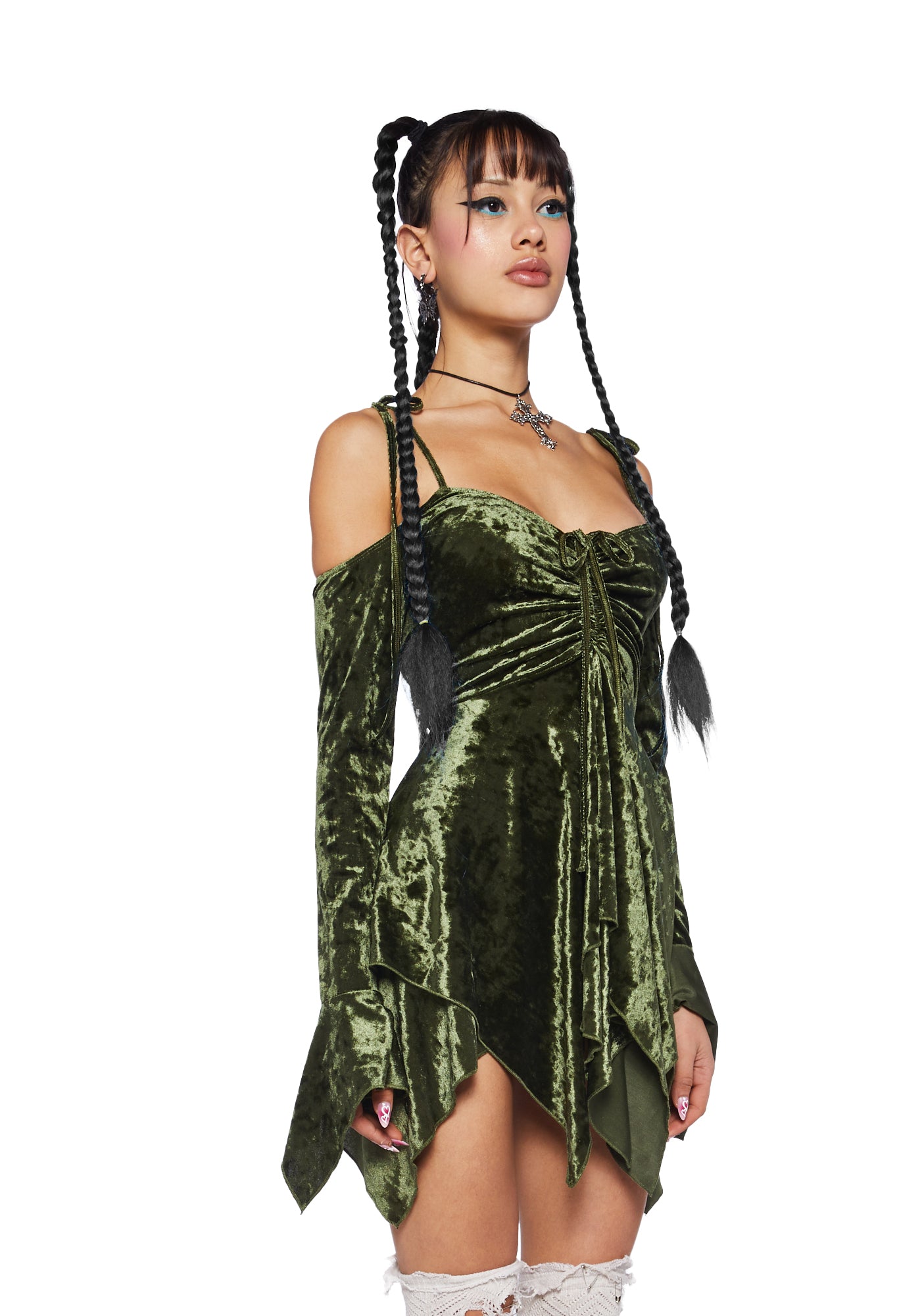 F is For Fairies® Handkerchief Dress - Olive Velvet