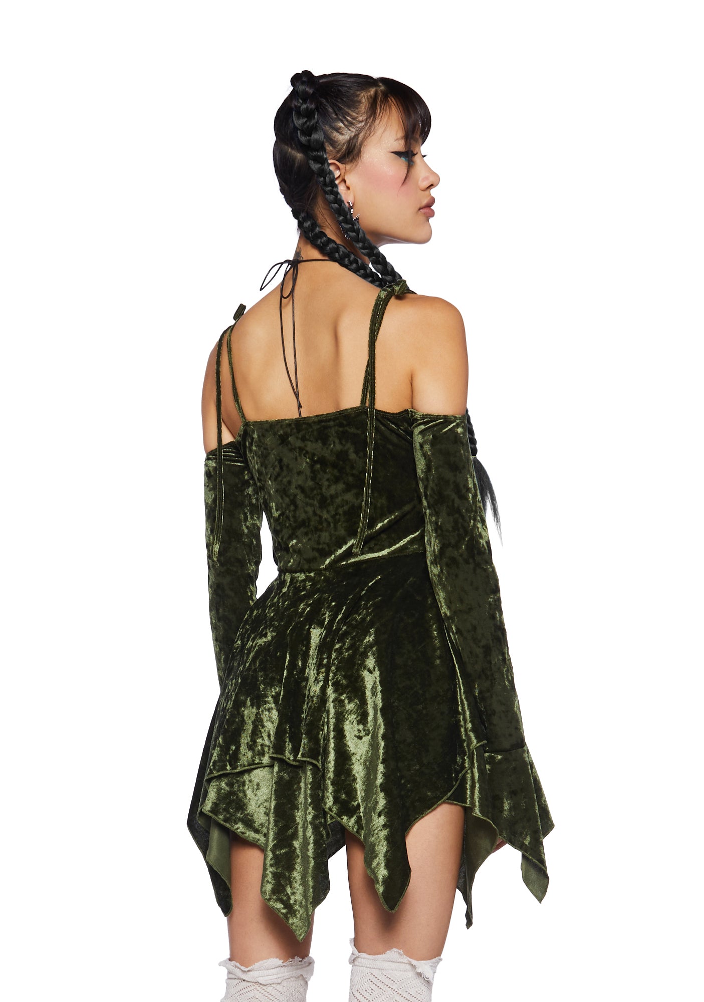 F is For Fairies® Handkerchief Dress - Olive Velvet