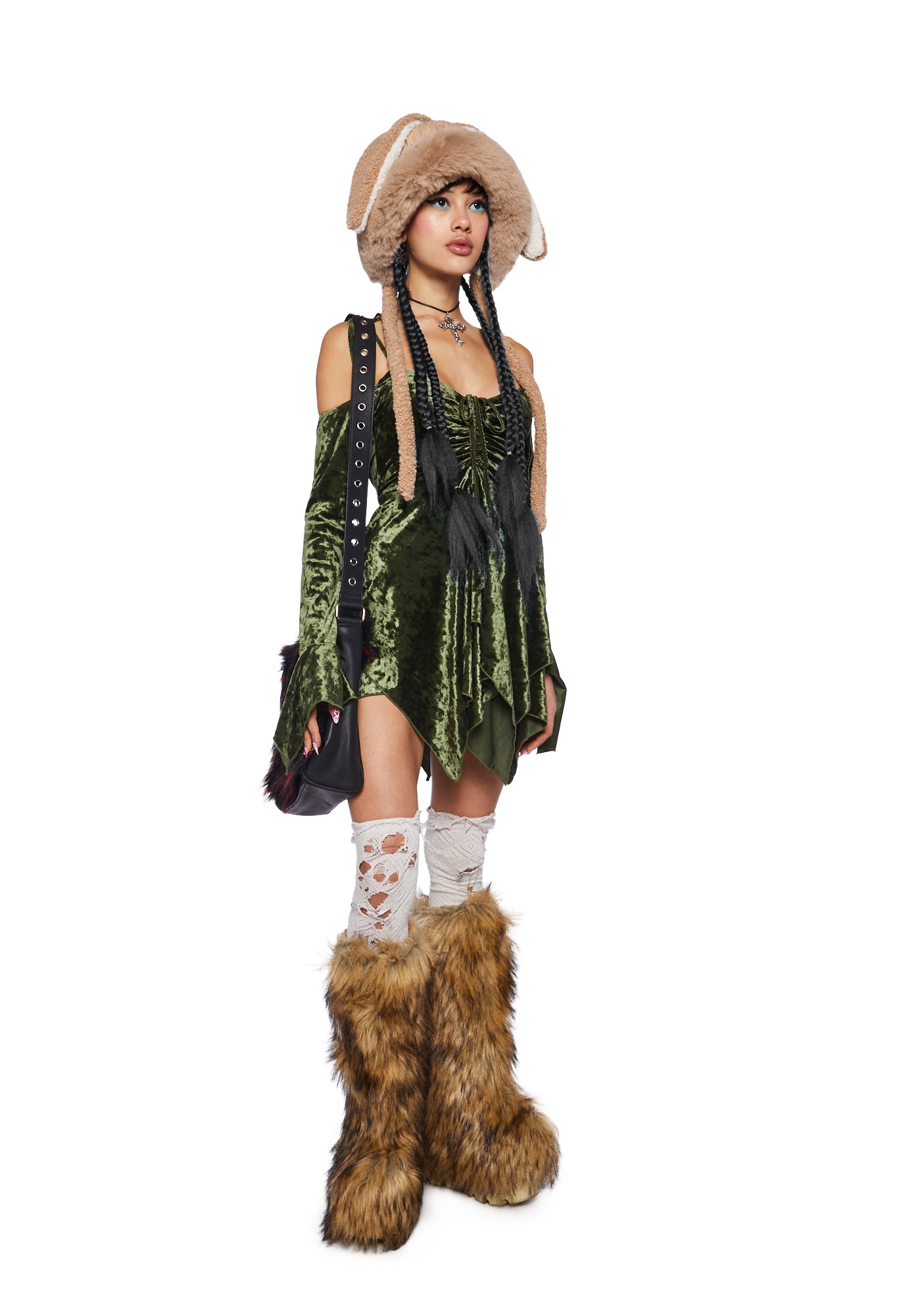F is For Fairies® Handkerchief Dress - Olive Velvet