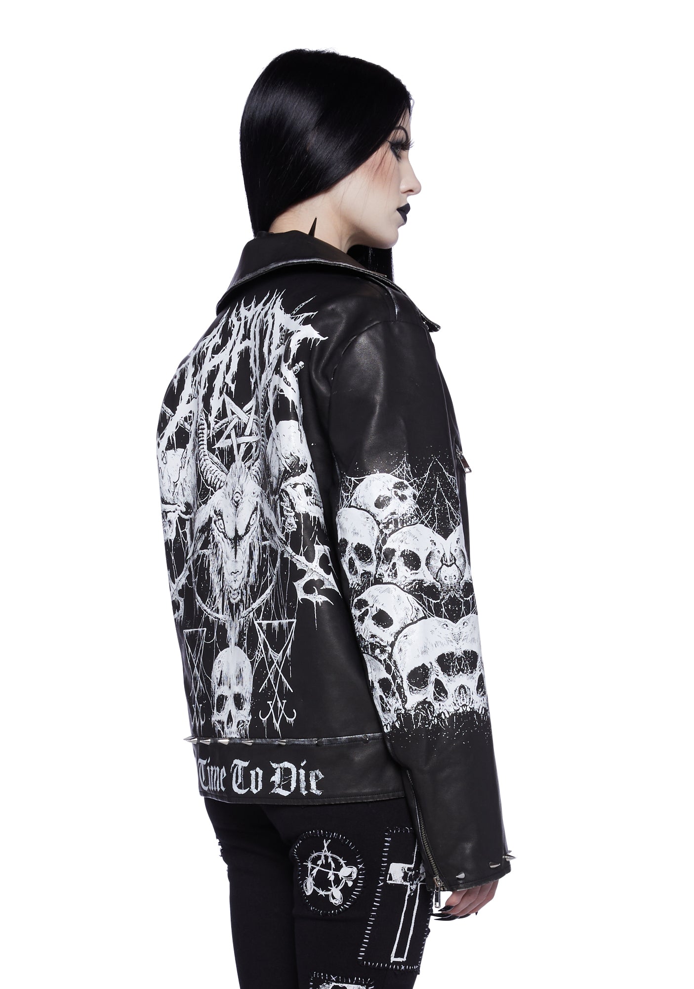 Widow Graphic Leather Jacket- Black – Dolls Kill