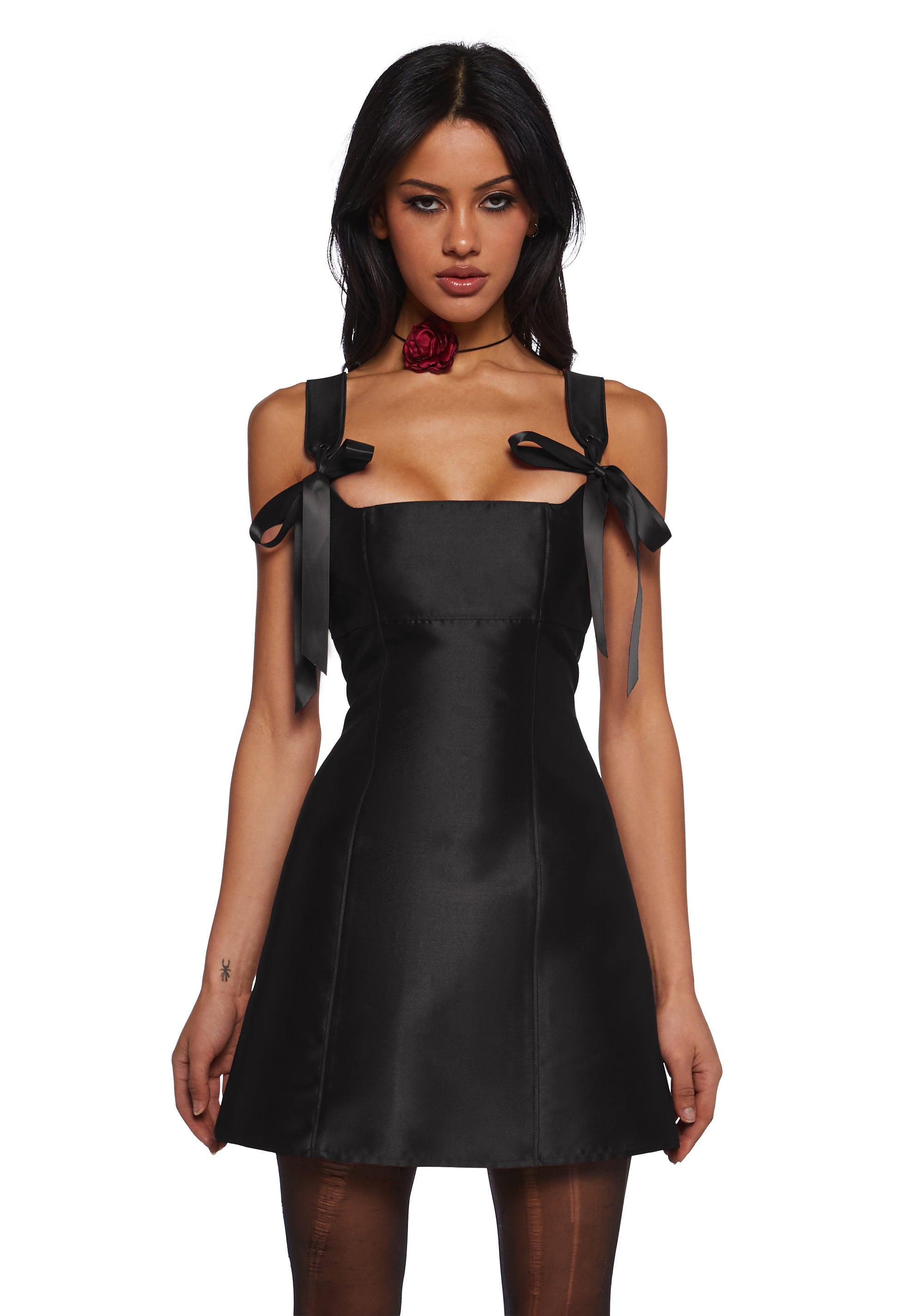 Current Mood Taffeta Ribbon Tie Mini Dress