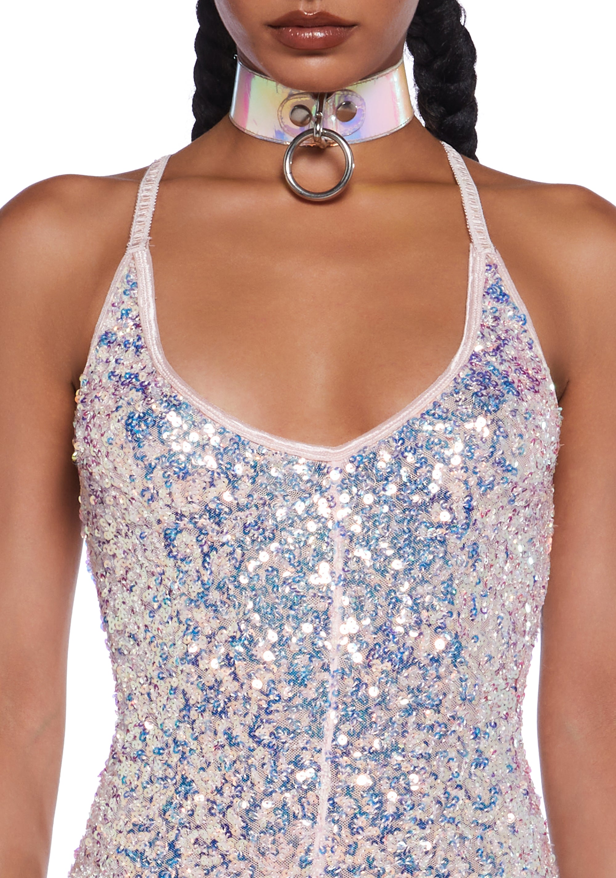 Club Exx Burning Man Sequin Glitter Jumpsuit- Metallic