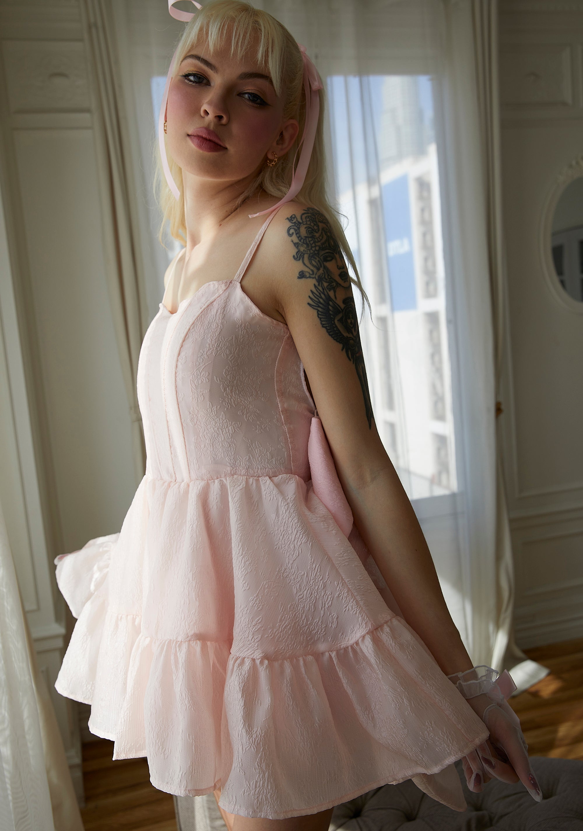 Sugar Thrillz Big Bow Sweetheart Mini Dress - Pink Dolls Kill Sugar Thrillz Big Bow Sweetheart Mini Dress - Pink Dolls Kill