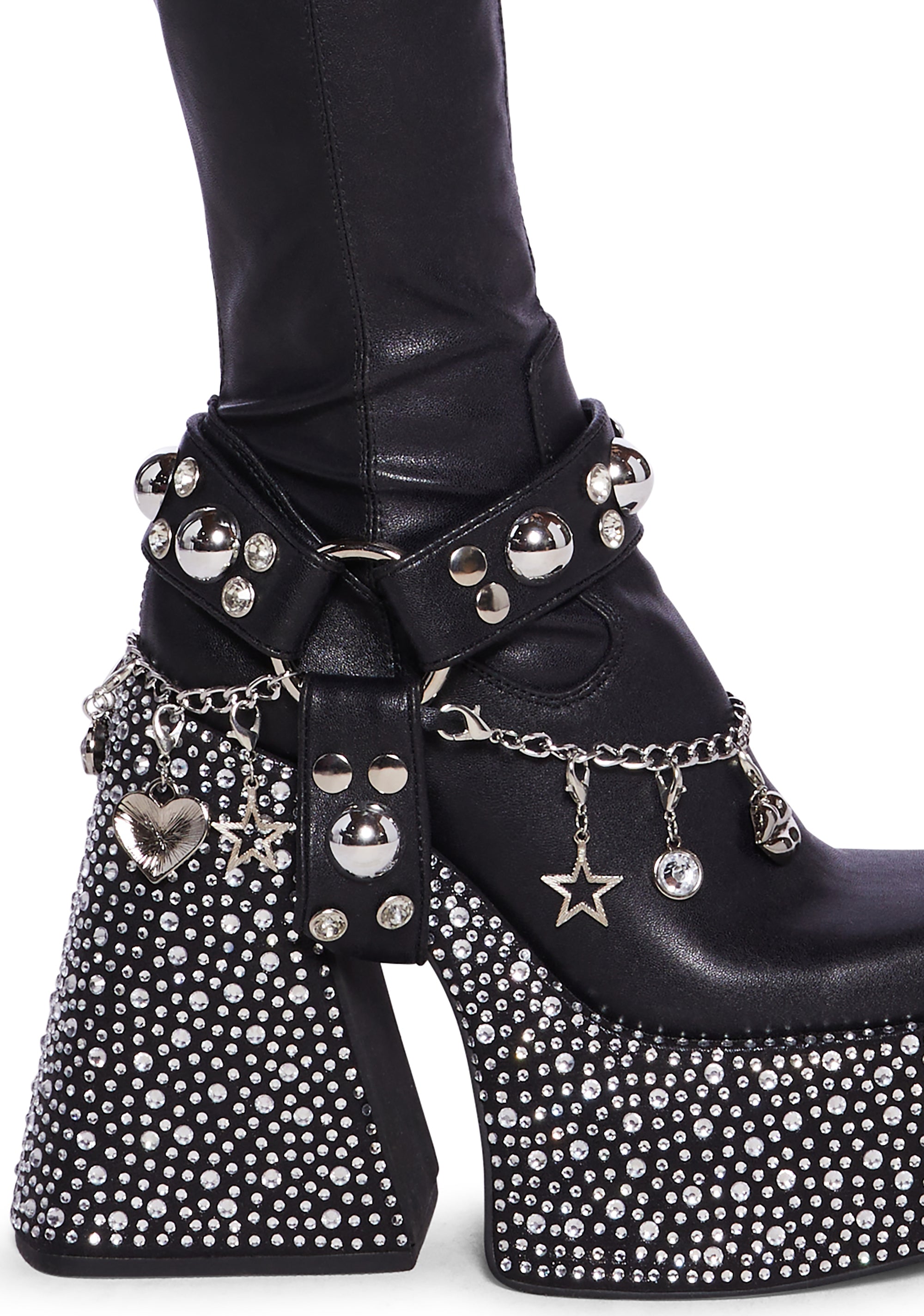 Dolls Kill x Bratz Glitter Denim Platform Ankle Boots - Blue