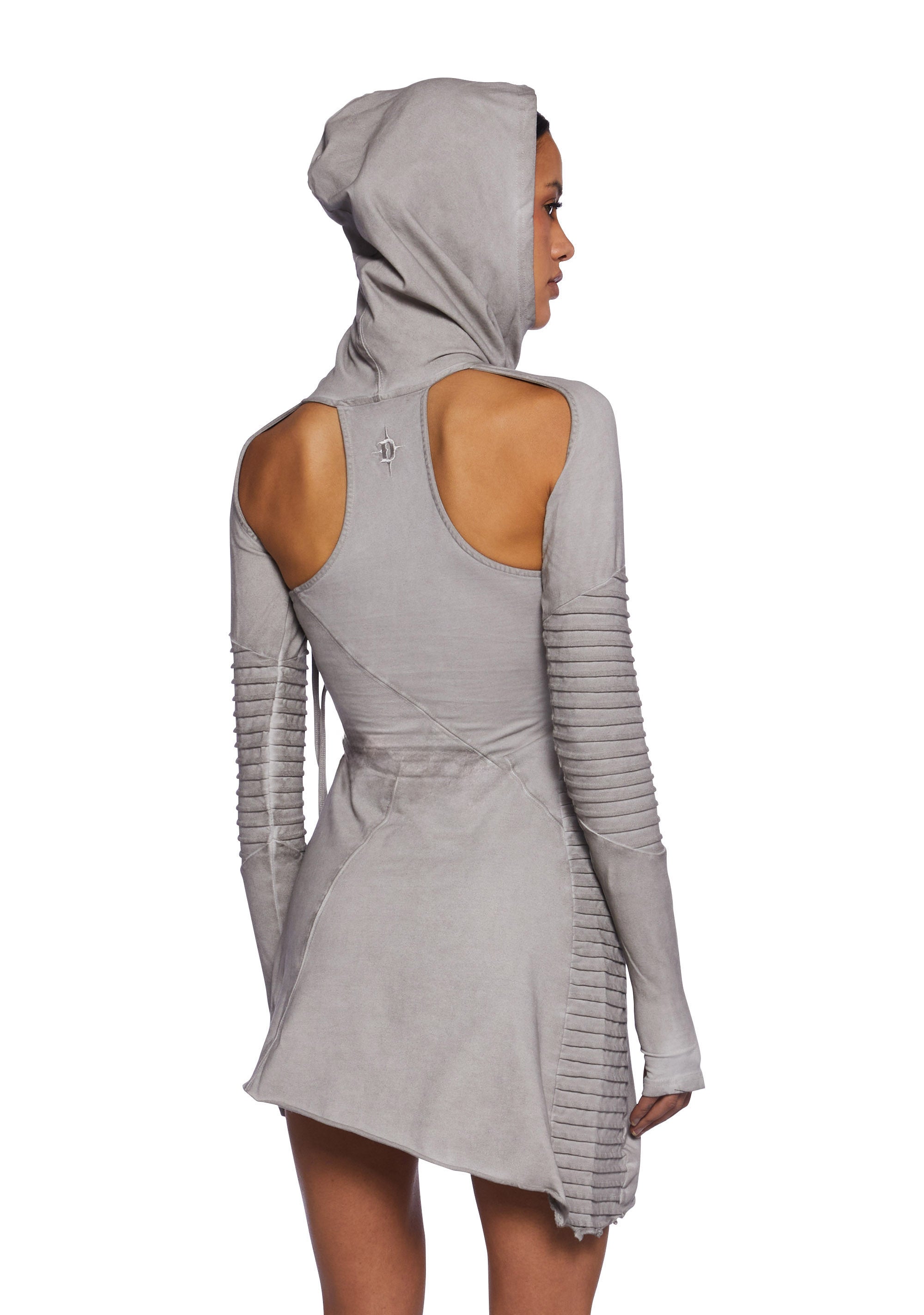 asymmetrical hooded dress Asymmetrical Dress with Hoodie Handwoven Khadi Cotton