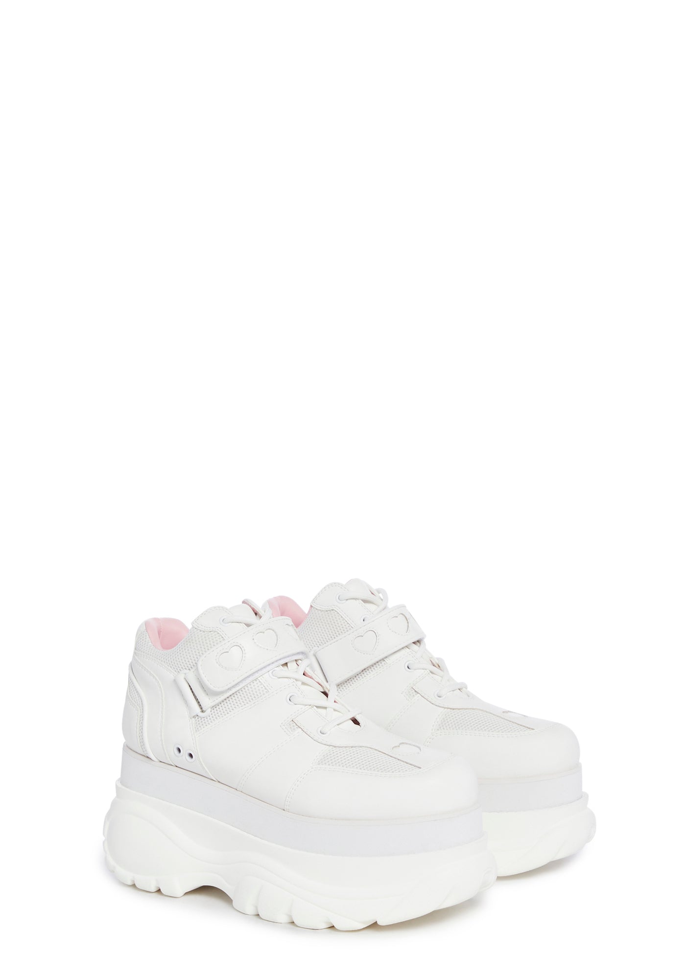 Sugar Thrillz Heart Designed Platform Sneakers - White – Dolls Kill