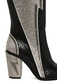 Sheriff Shine Knee High Boots - Noir Ziggy