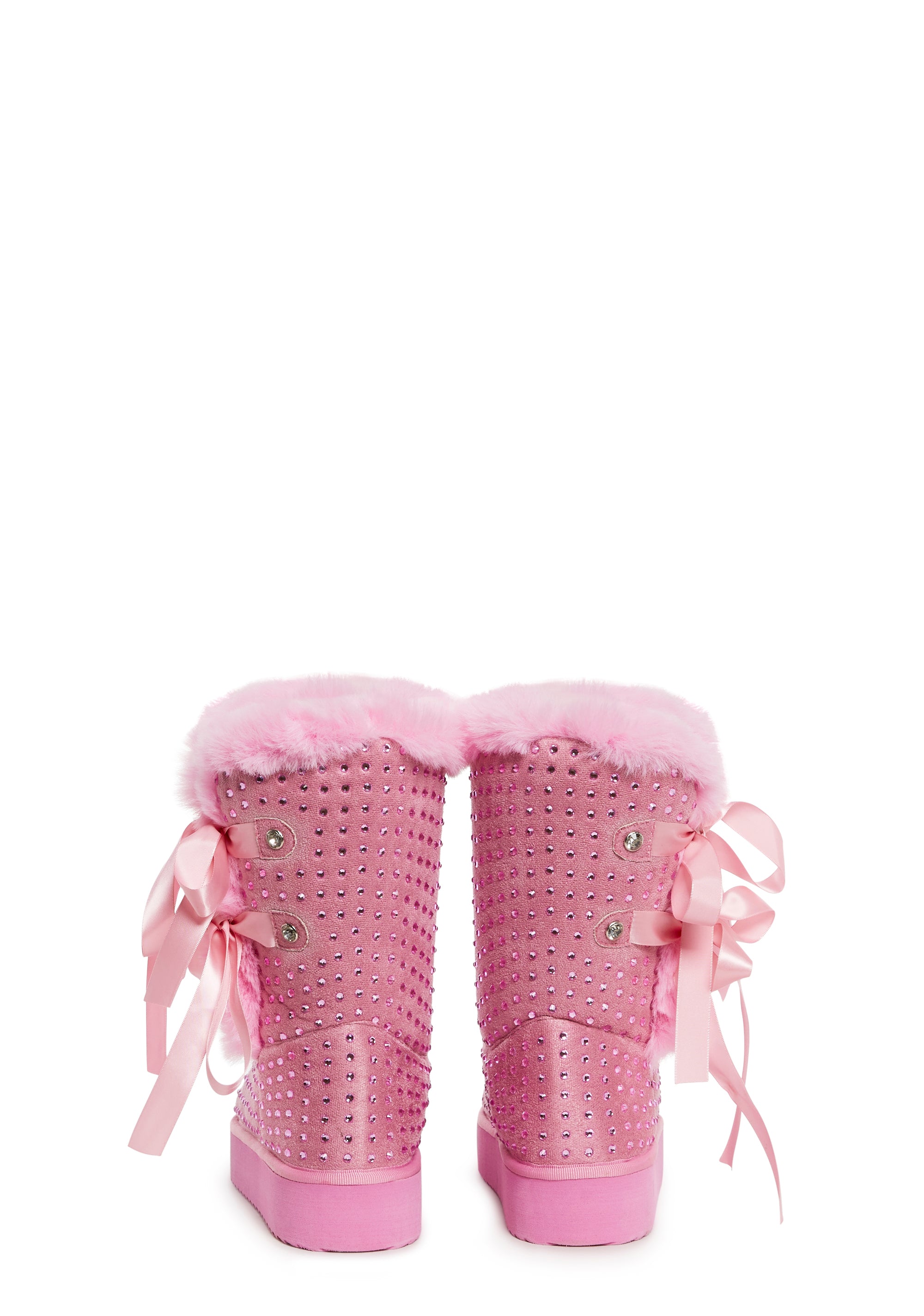 Snowflake Cadet Rhinestone Booties - Pink