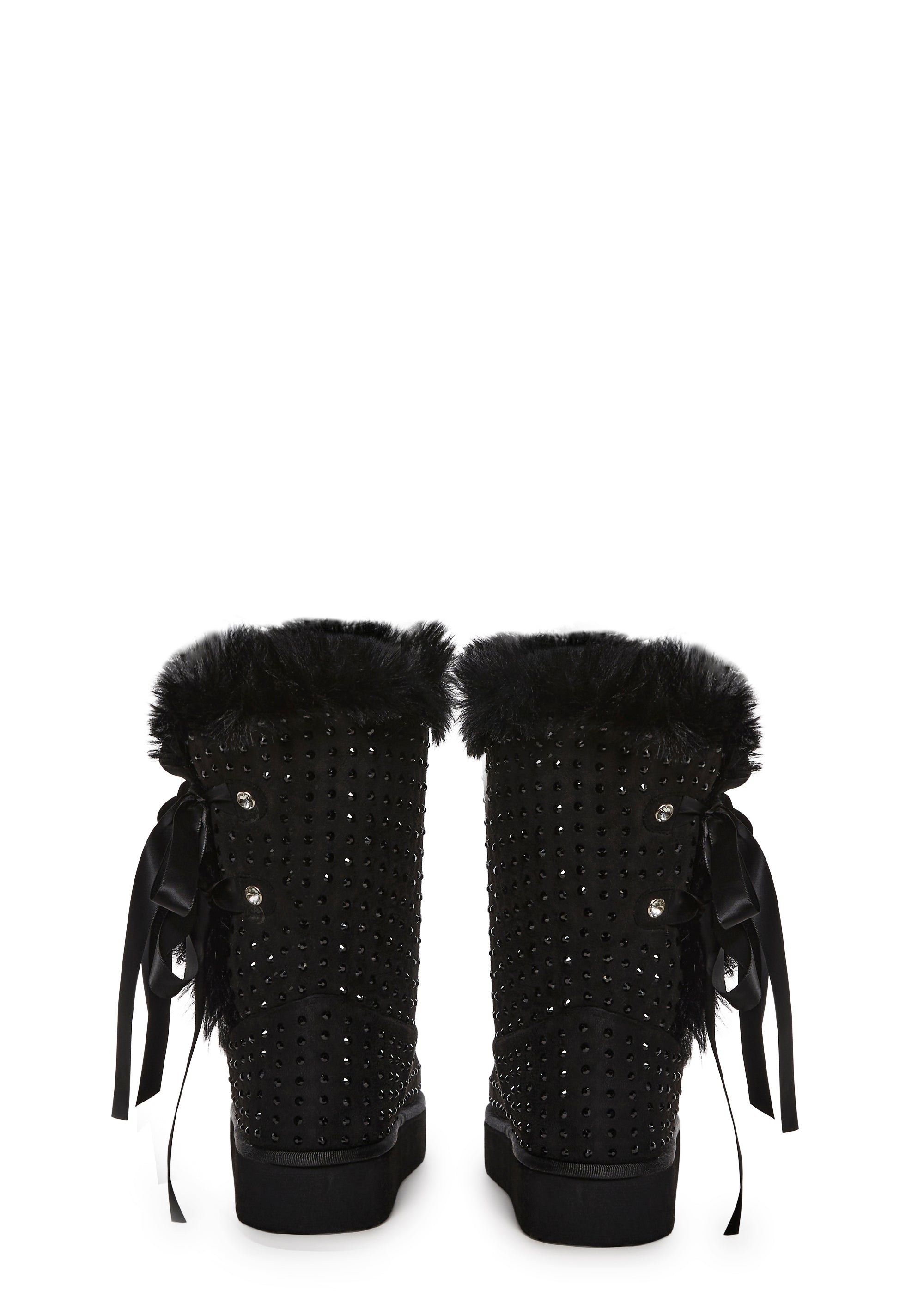 Snowflake Cadet Rhinestone Booties - Black