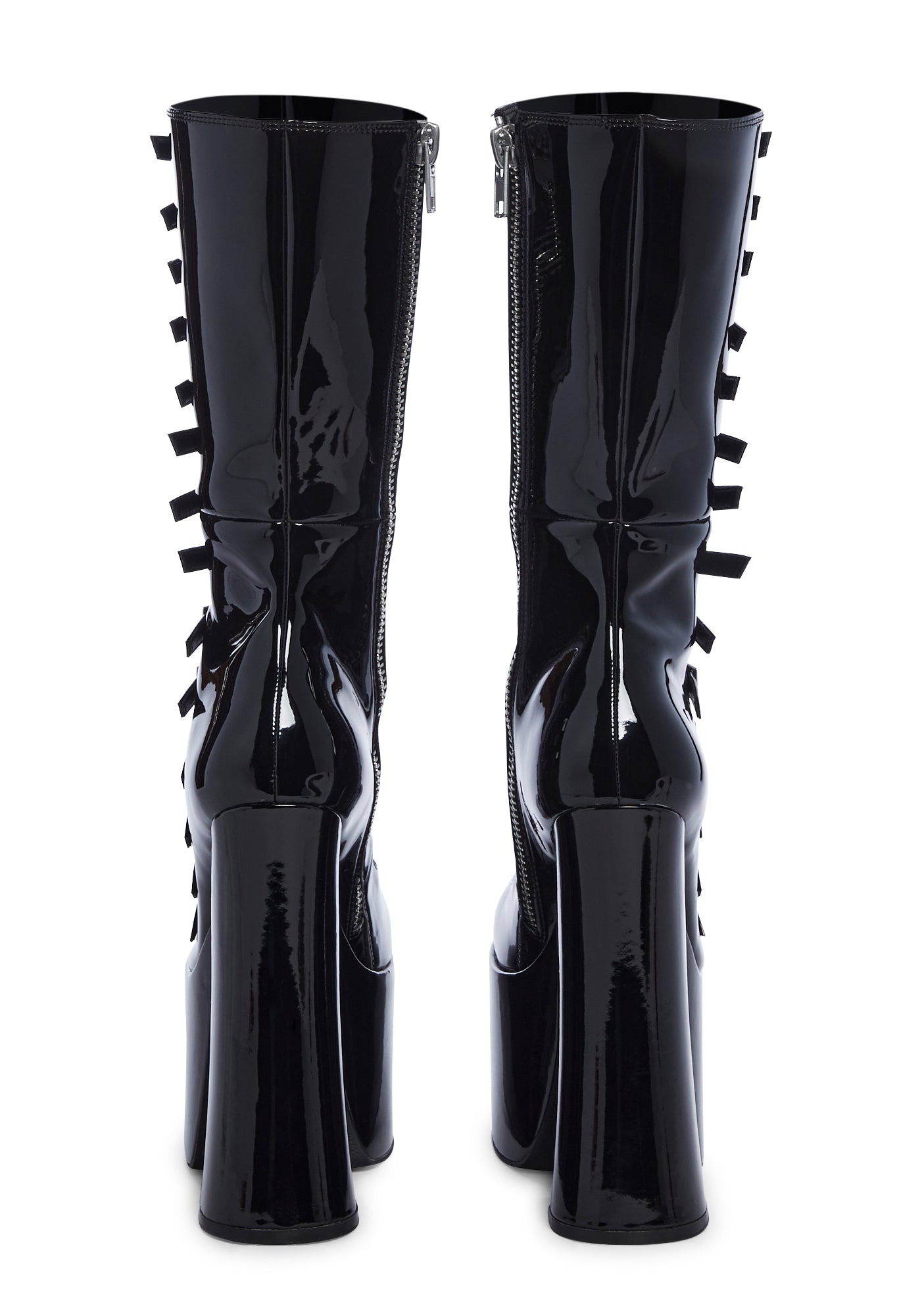 Widow PVC Buckle Zip Up Boots - Black – Dolls Kill