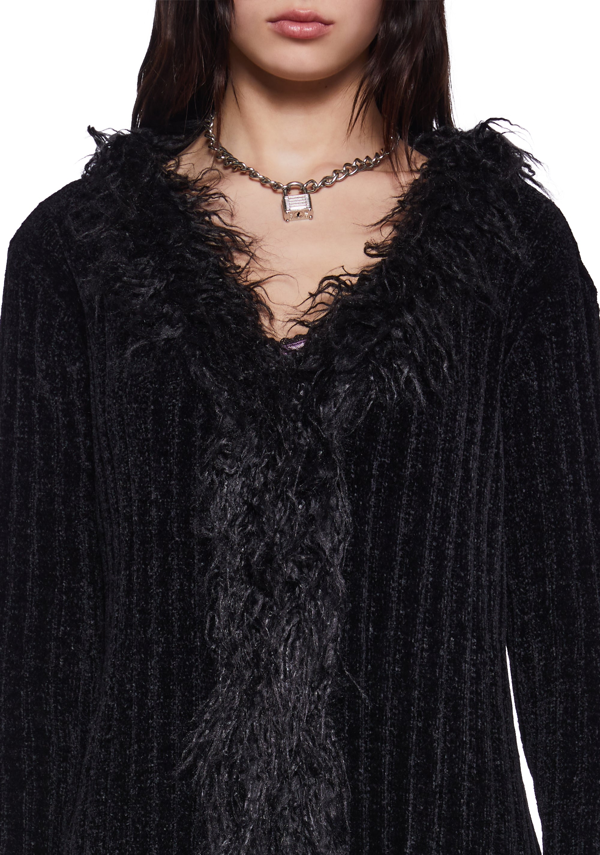 Fur trim cardigan clearance