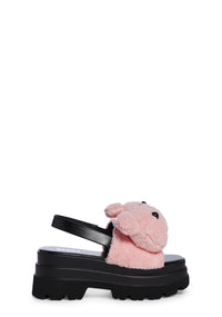Gothic Hug Life Fuzzy Platform Sandals-Pink