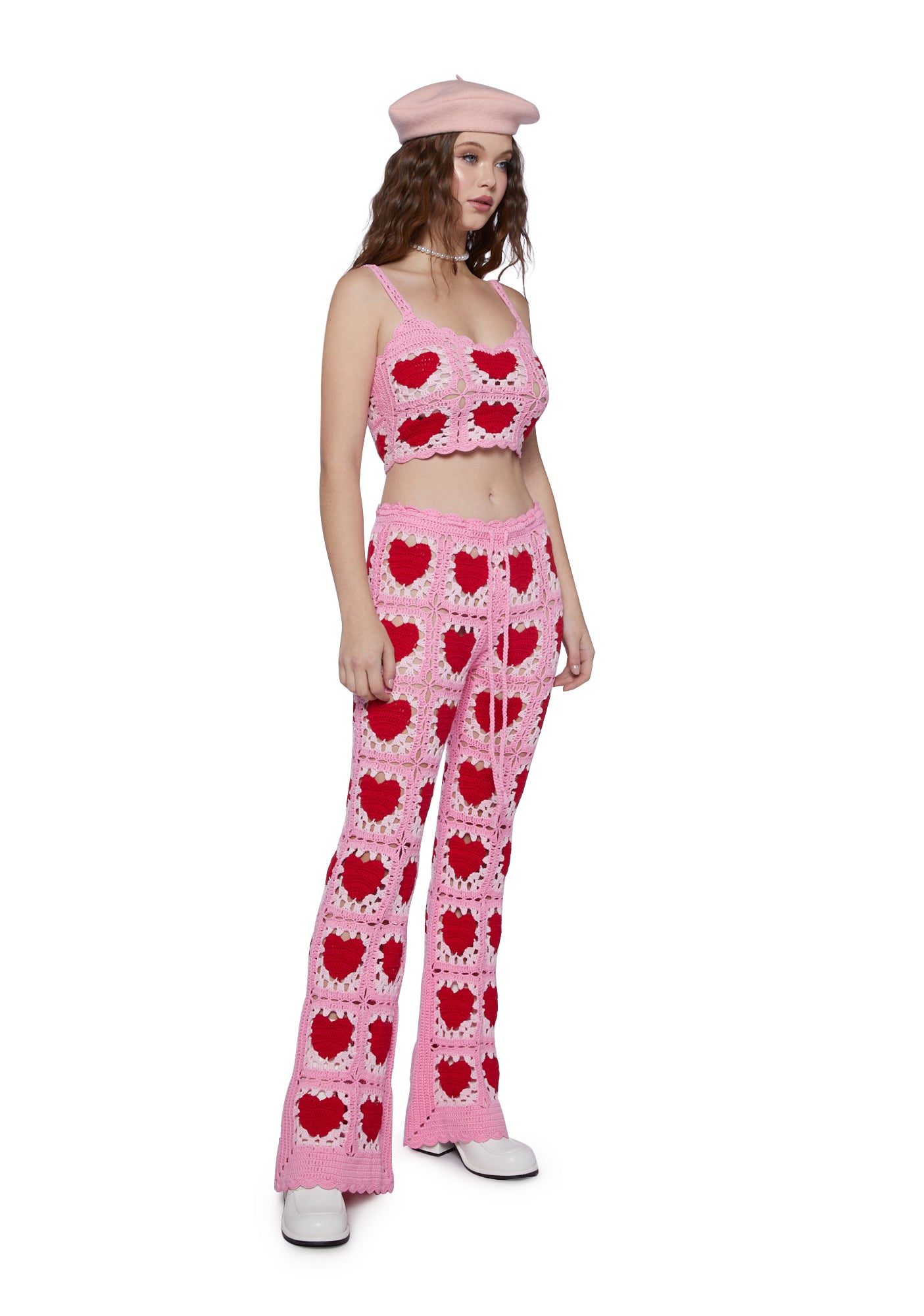 Sugar Thrillz Crochet Heart Tank Top- Pink – Dolls Kill