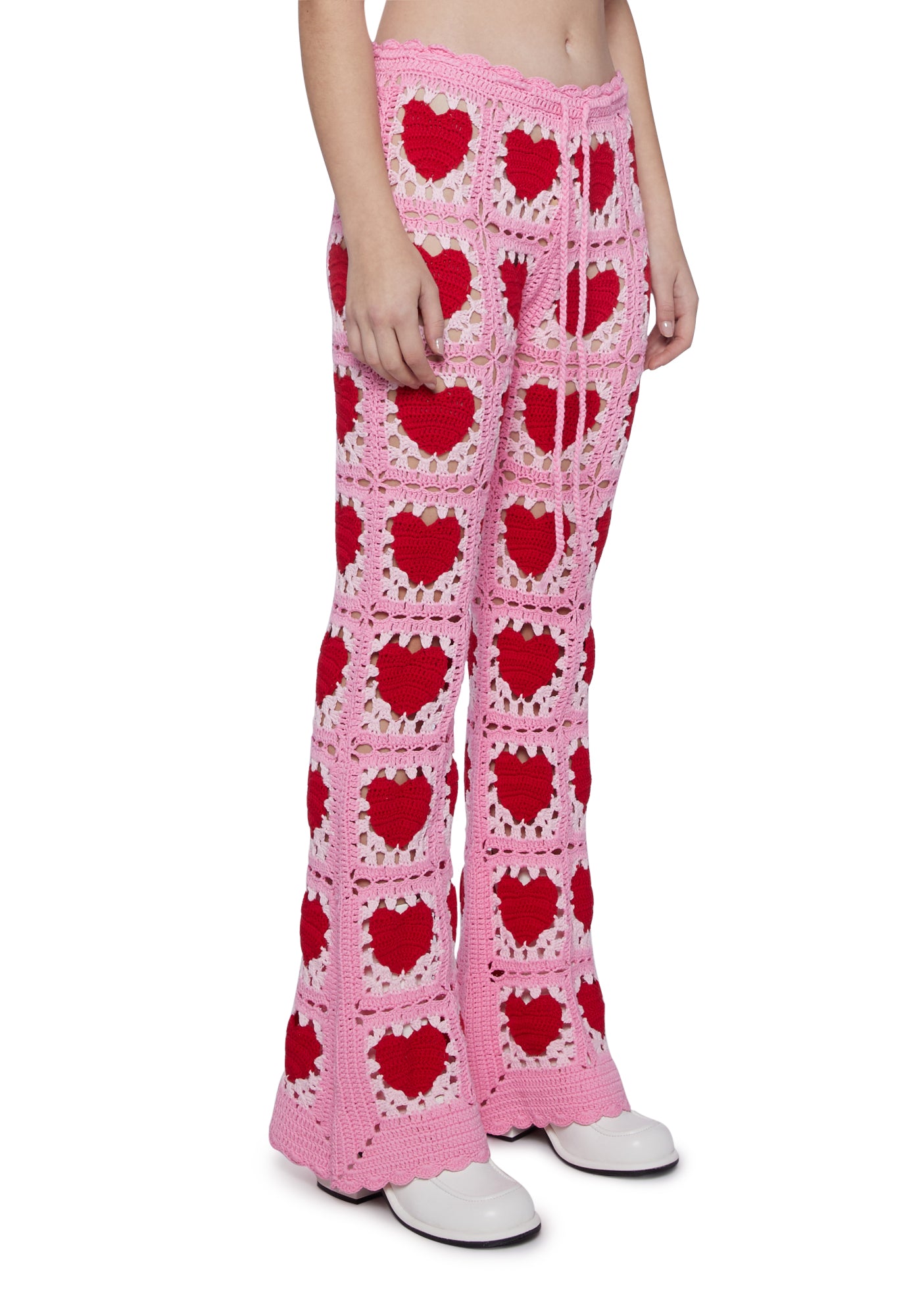Sugar Thrillz Heart Crochet Pants- Pink – Dolls Kill