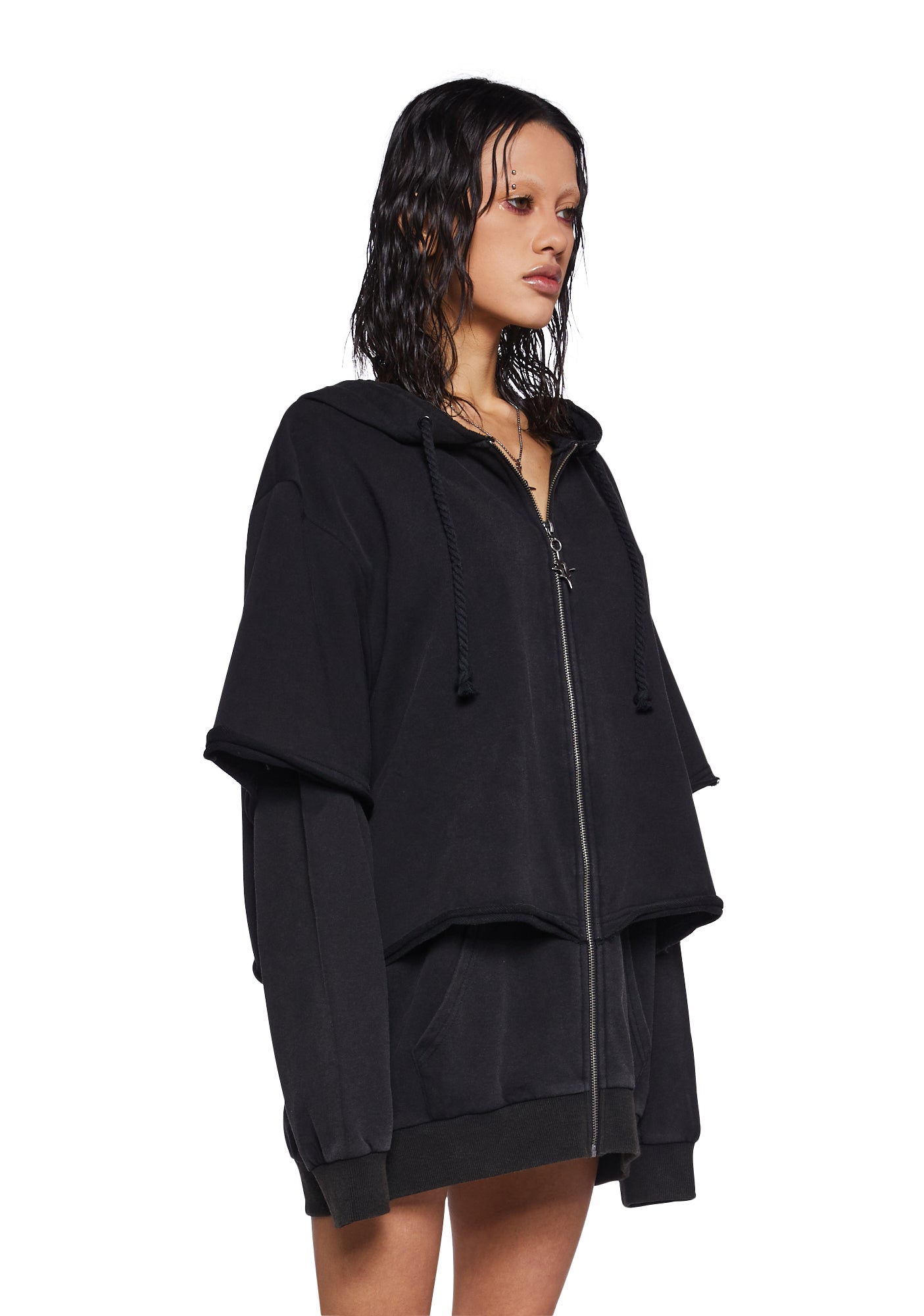 Darker Wavs Oversized Hoodie With Brand Logo - Black – Dolls Kill