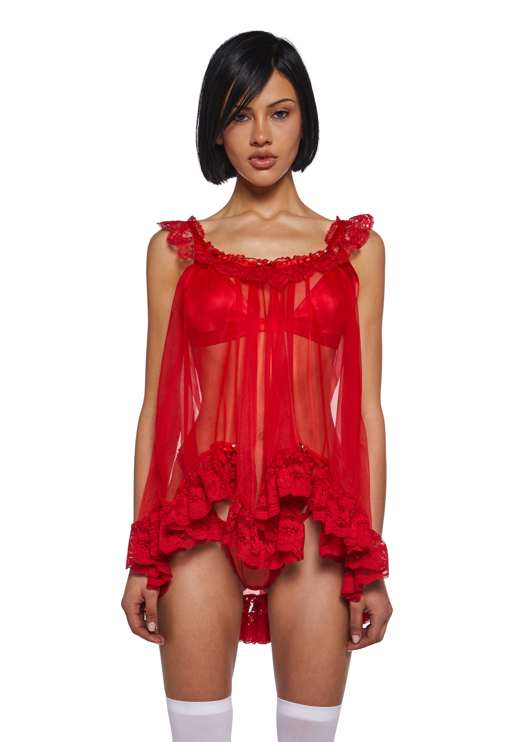 Sugar Thrillz Sheer Babydoll Dress And Panty Set